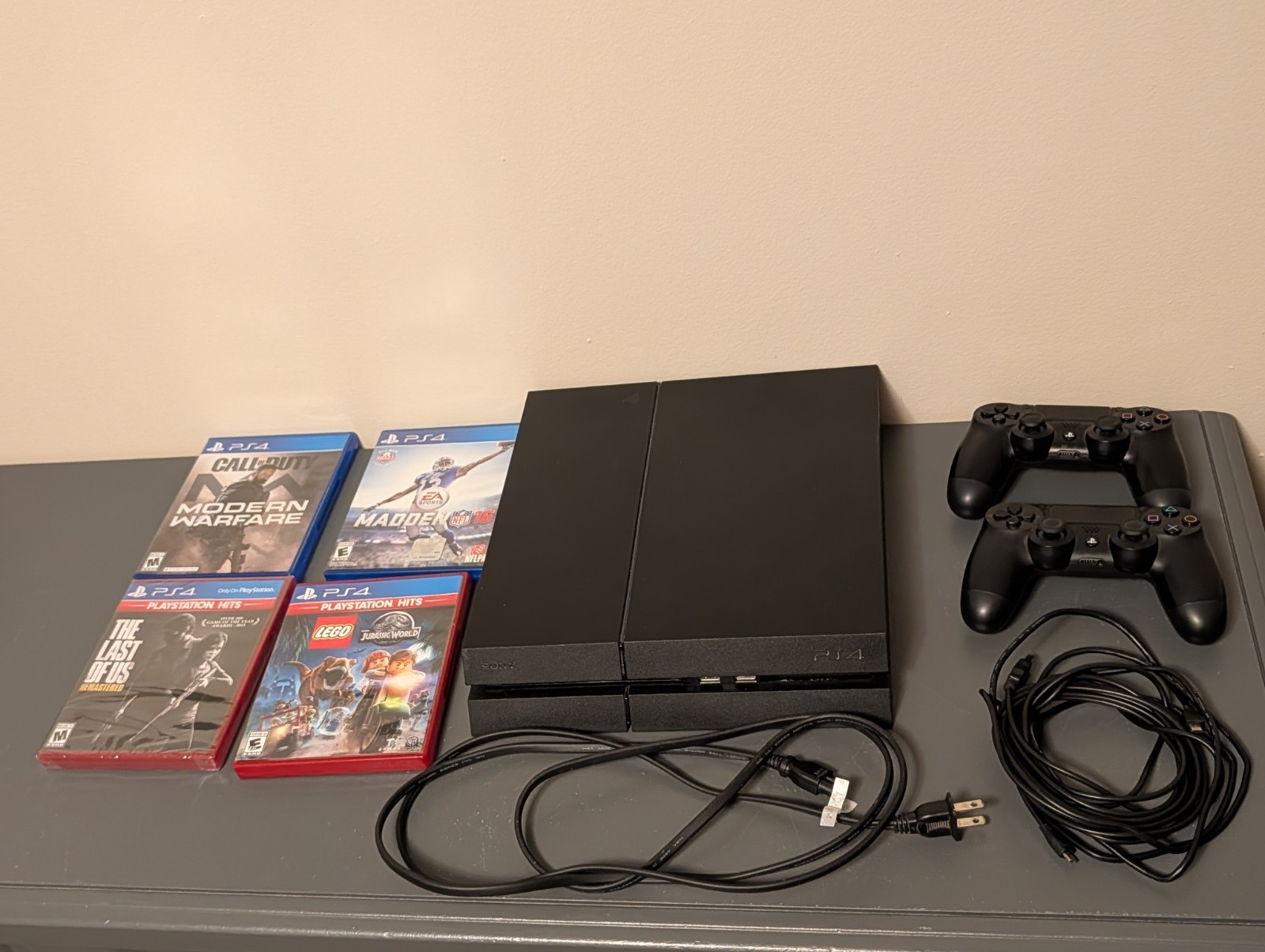 Sony PlayStation 4 Home Console Bundle, Controllers, Cords, 4 Games CUH-1215A