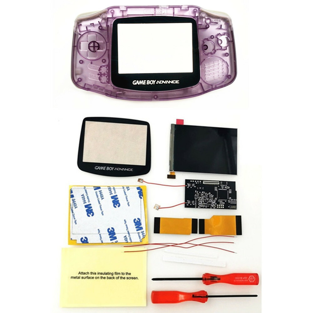 8 Colors GBA V2 IPS Backlight LCD Mod & GBA Pre- Cut Full Housing shell kit