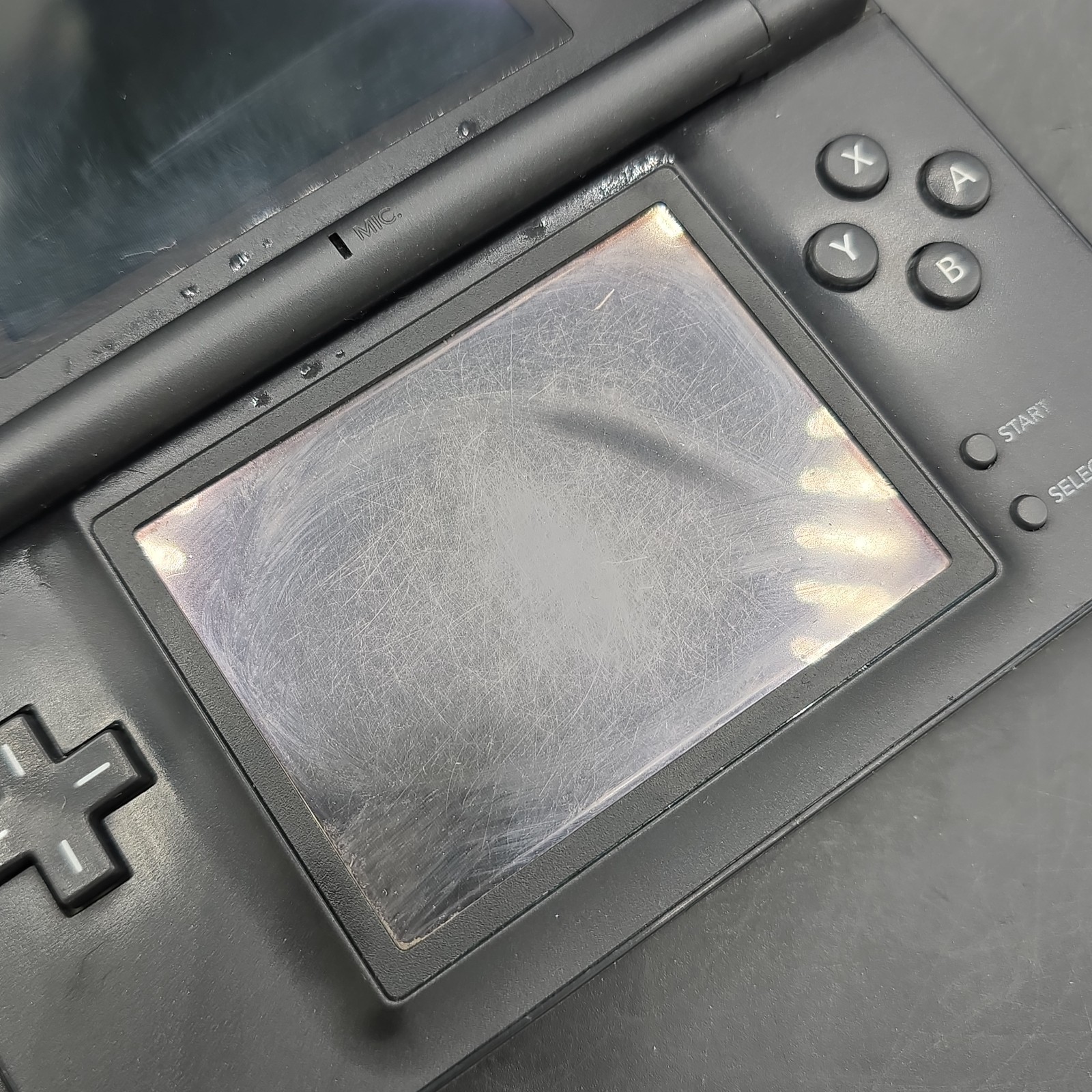 Nintendo DS Lite Handheld System Cobalt Blue Black Broken Hinges TESTED WORKS