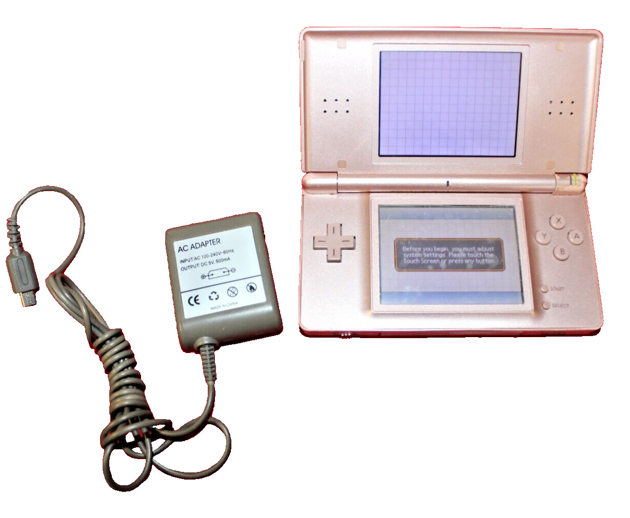 Nintendo DS Lite USG-001 Rose Metallic Pink Handheld Console For Parts or Repair