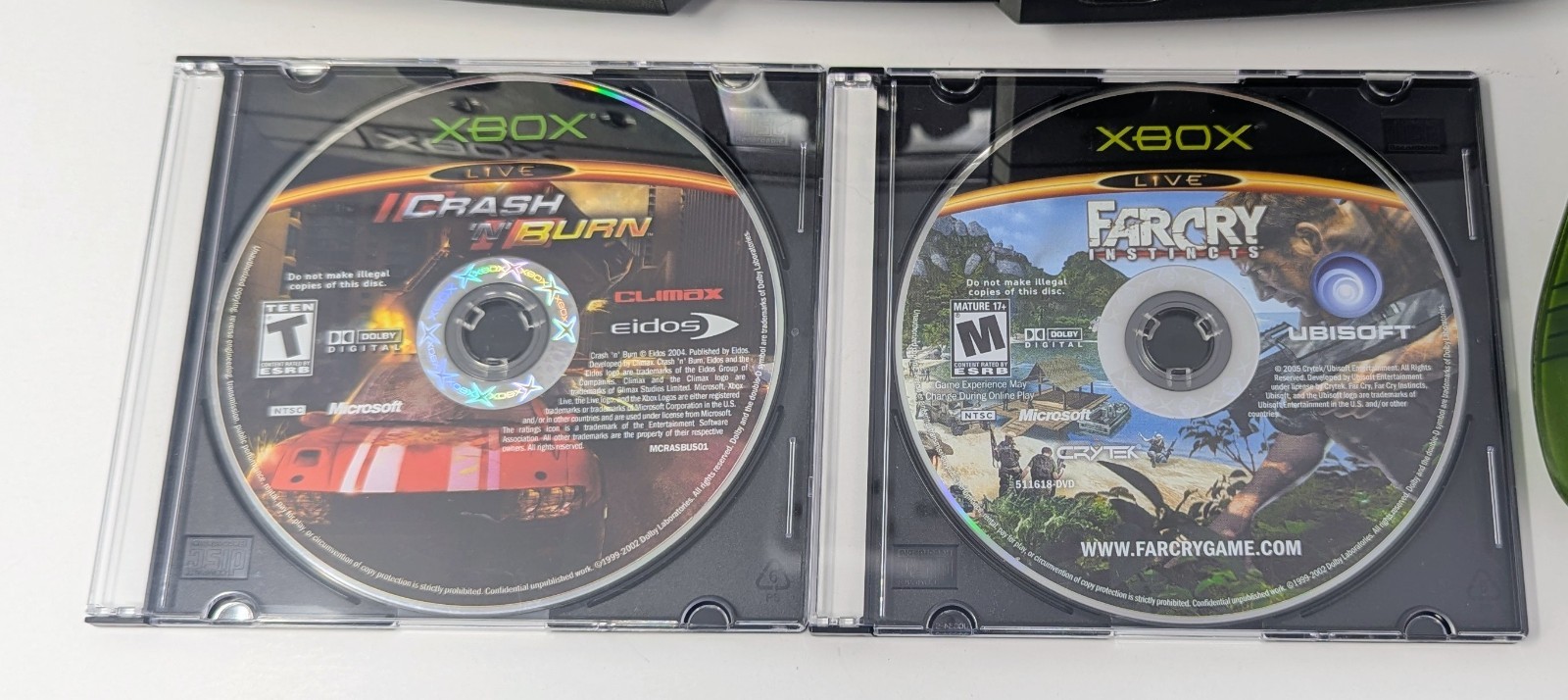 Original Xbox Console Bundle w/ 10 Games & Green Controller – Power Button Issue