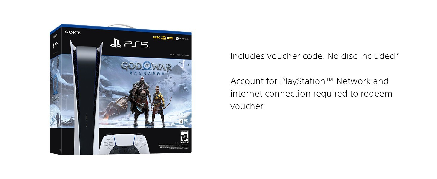 Sony PS5 Digital Edition Console God of War Ragnarök Bundle – White