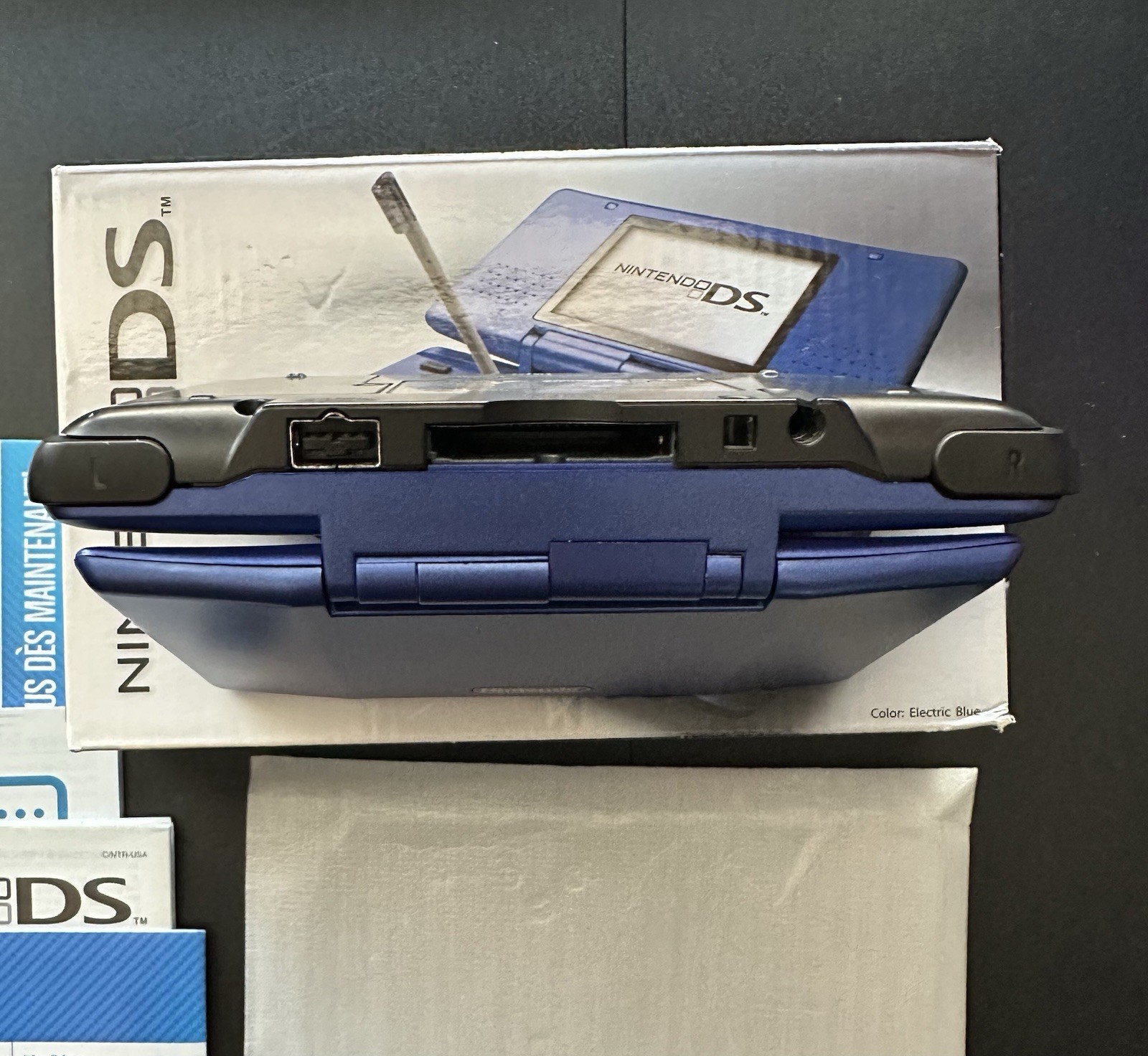 CIB Electric Blue Nintendo DS Handheld Console System Inserts Box Manual Stylus