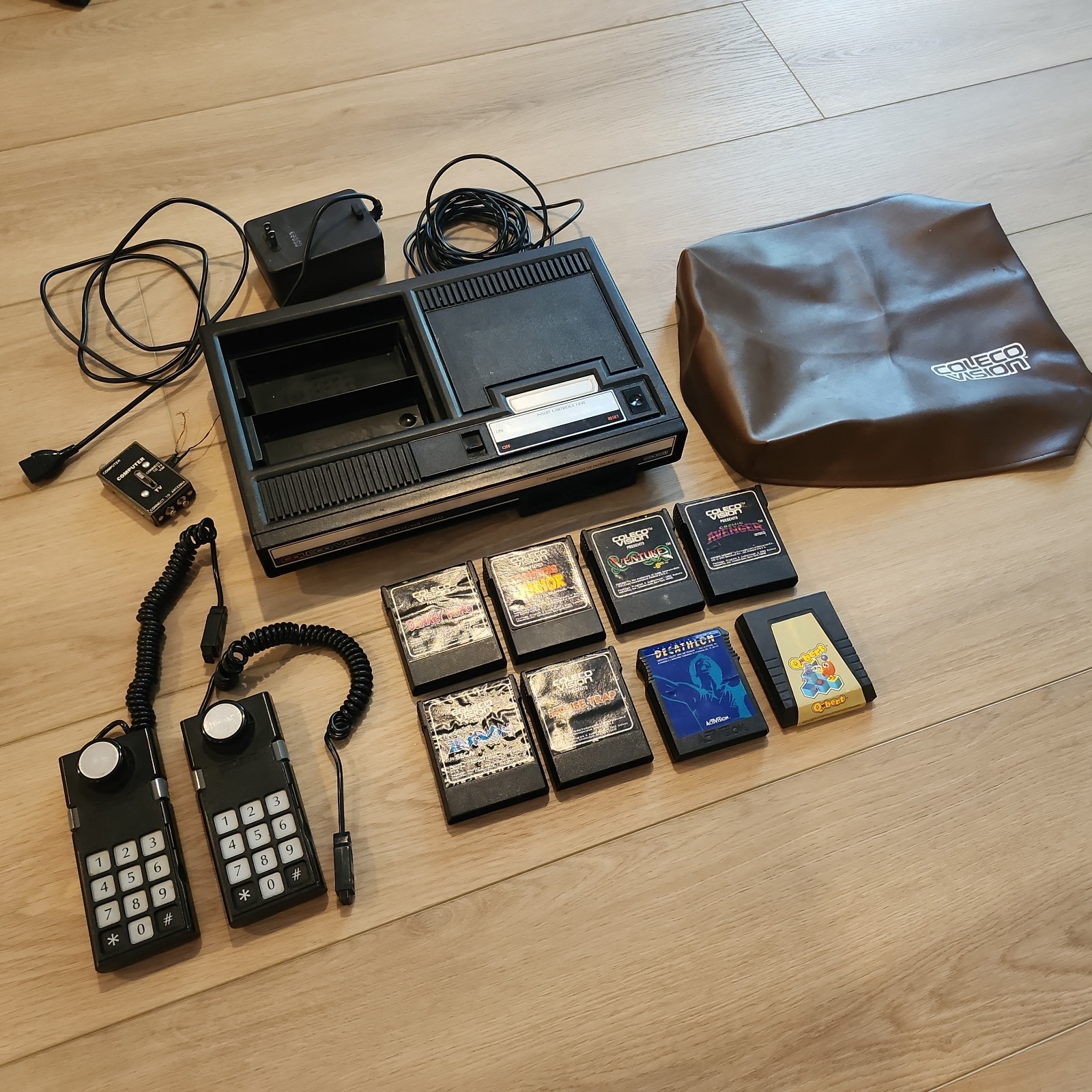 Coleco Vision ColecoVision Console – With Power Cord, Cover & 8 Games (Untested)