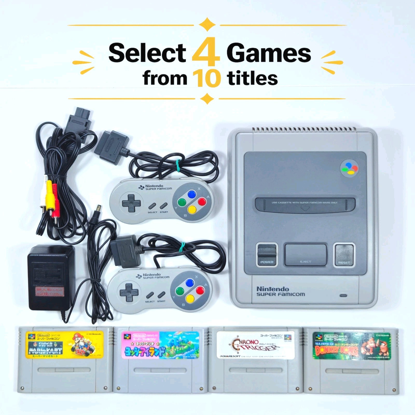 Nintendo Super Famicom Console Bundle 2 Controllers Choose Games SNES SHVC-001