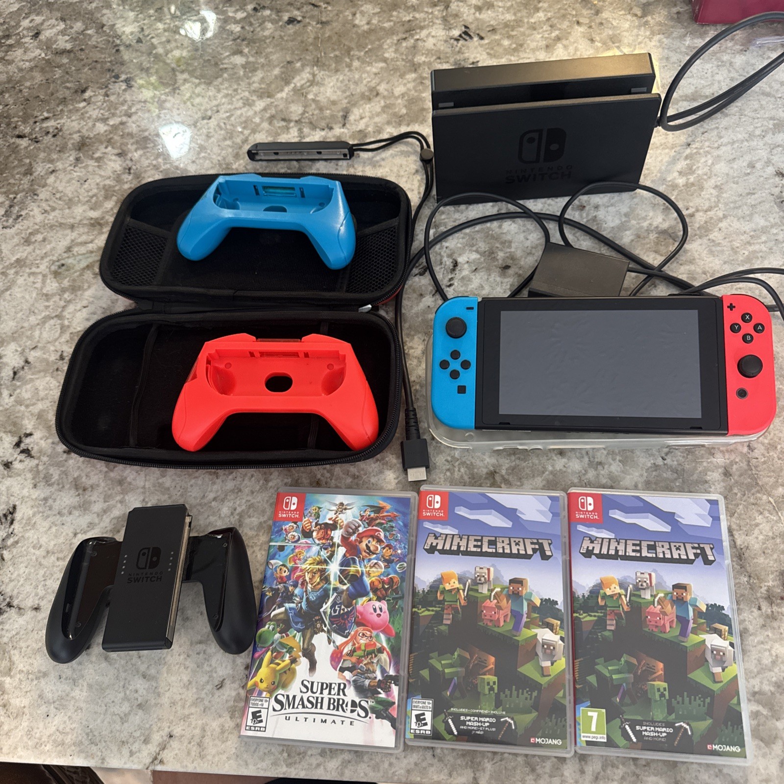 Nintendo Switch with Joy-Con | Works Perfectly | Case & 3 Games Included
