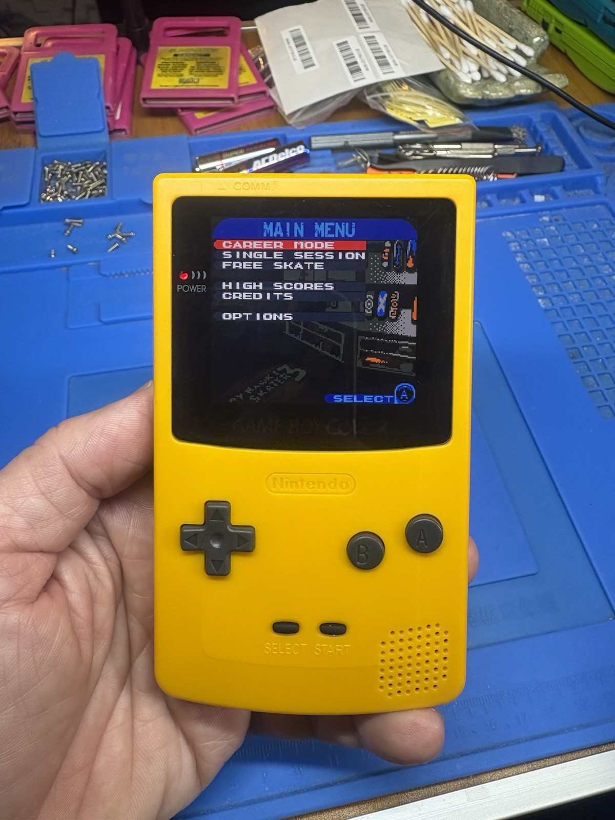 Backlit IPS Dandelion Yellow Gameboy Color 1500 MAH Battery Nintendo GBC USB C