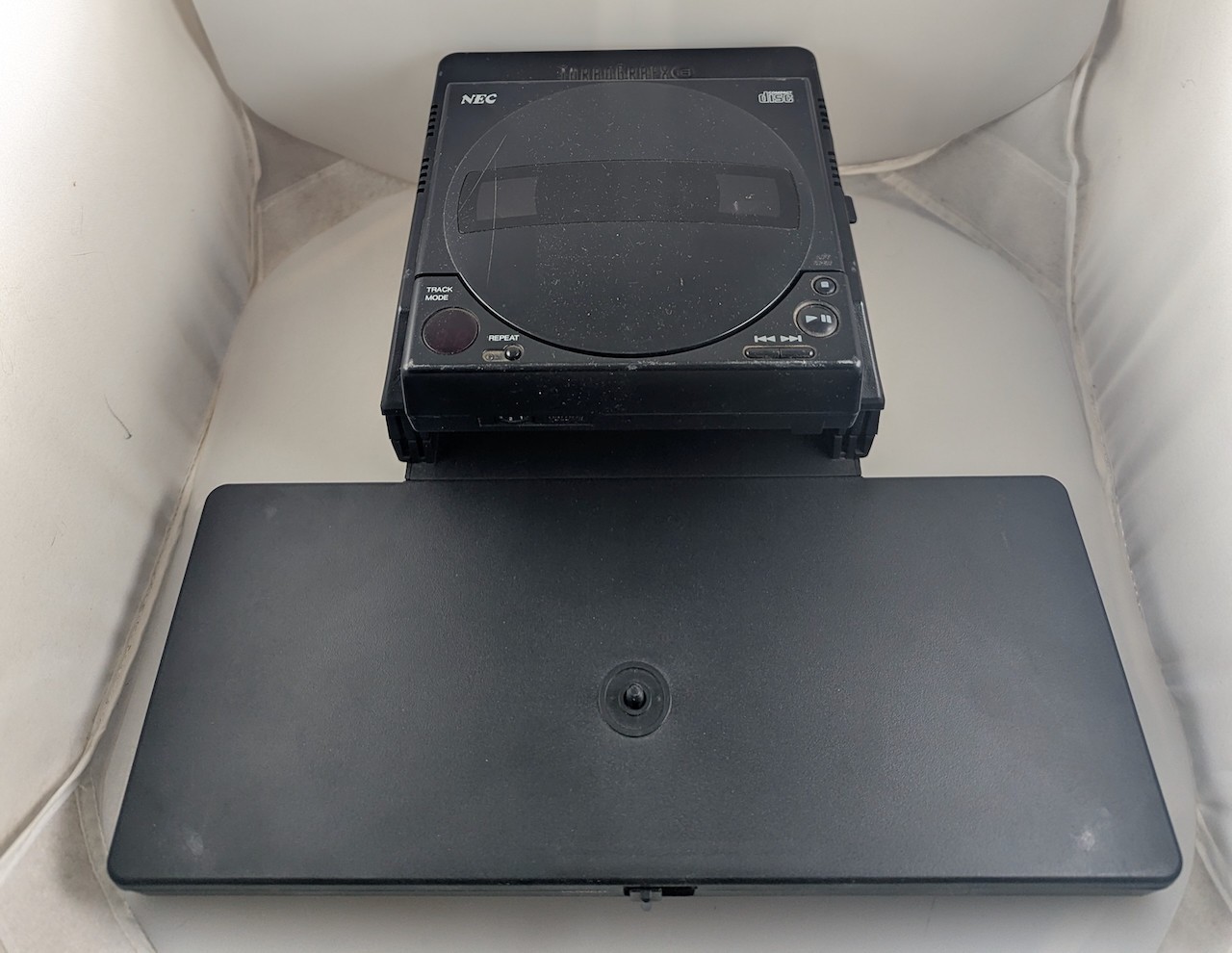 NEC TurboGrafx CD + Docking Bay Base FOR PARTS OR REPAIR