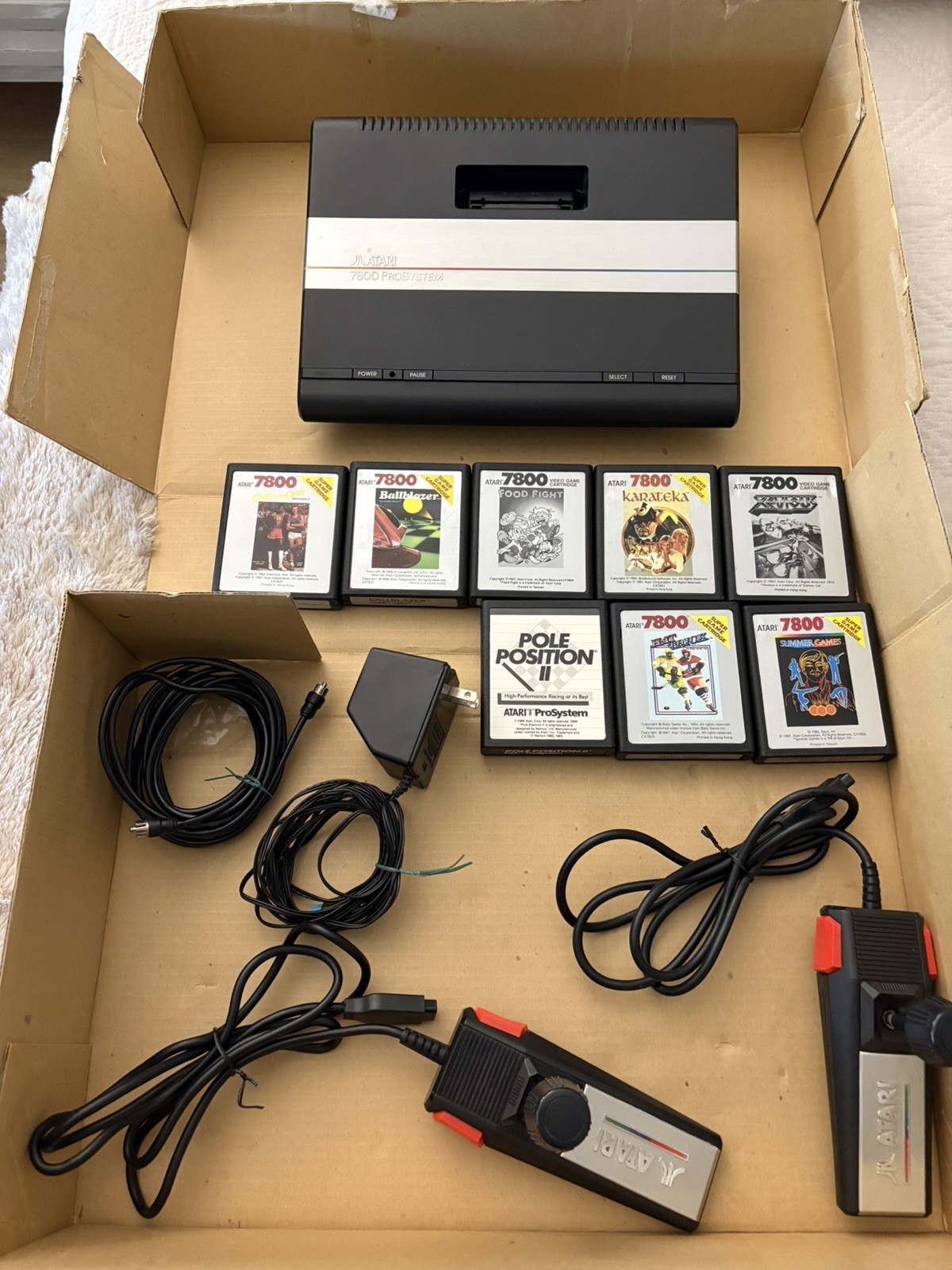 Atari 7800 Pro System Video Game Console with games and original box (tested)