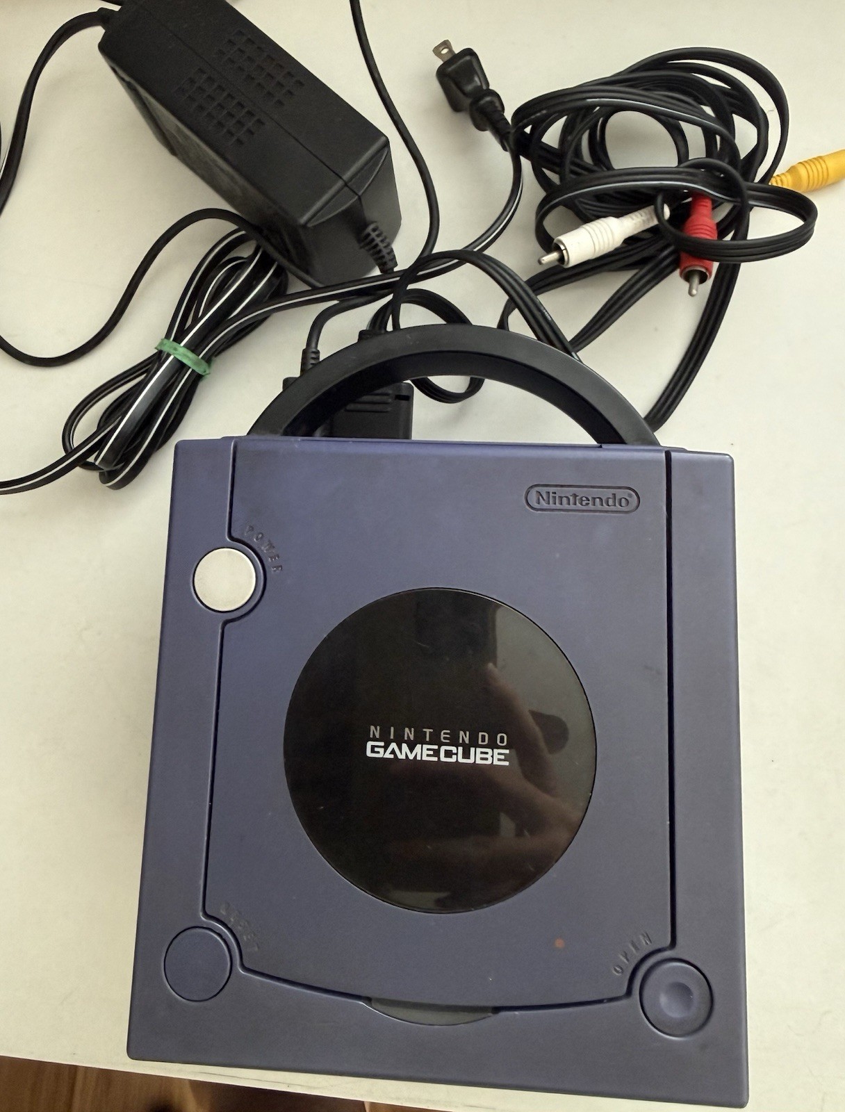 Nintendo GameCube DOL-001 Gaming System – Indigo + Power Cord + AV Cables