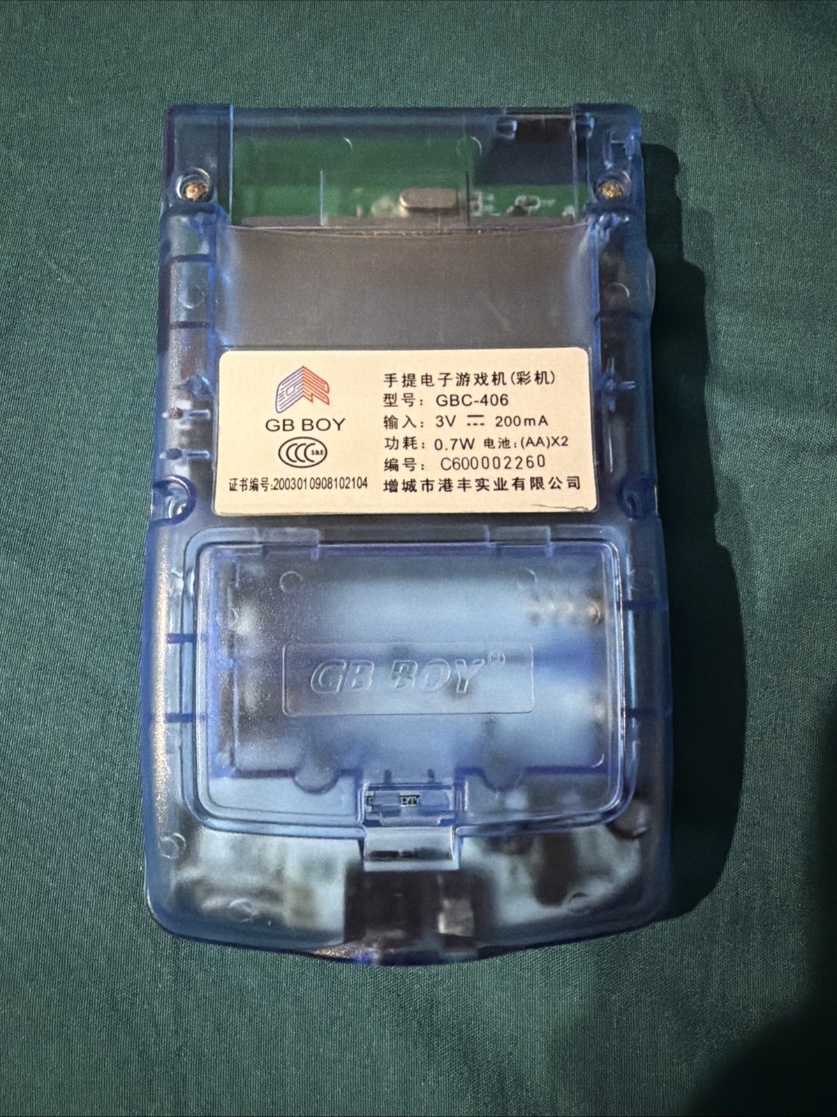 GB BOY COLOUR Kongfeng 66 in 1 Handheld Gameboy Color Clone Crystal Blue In Box