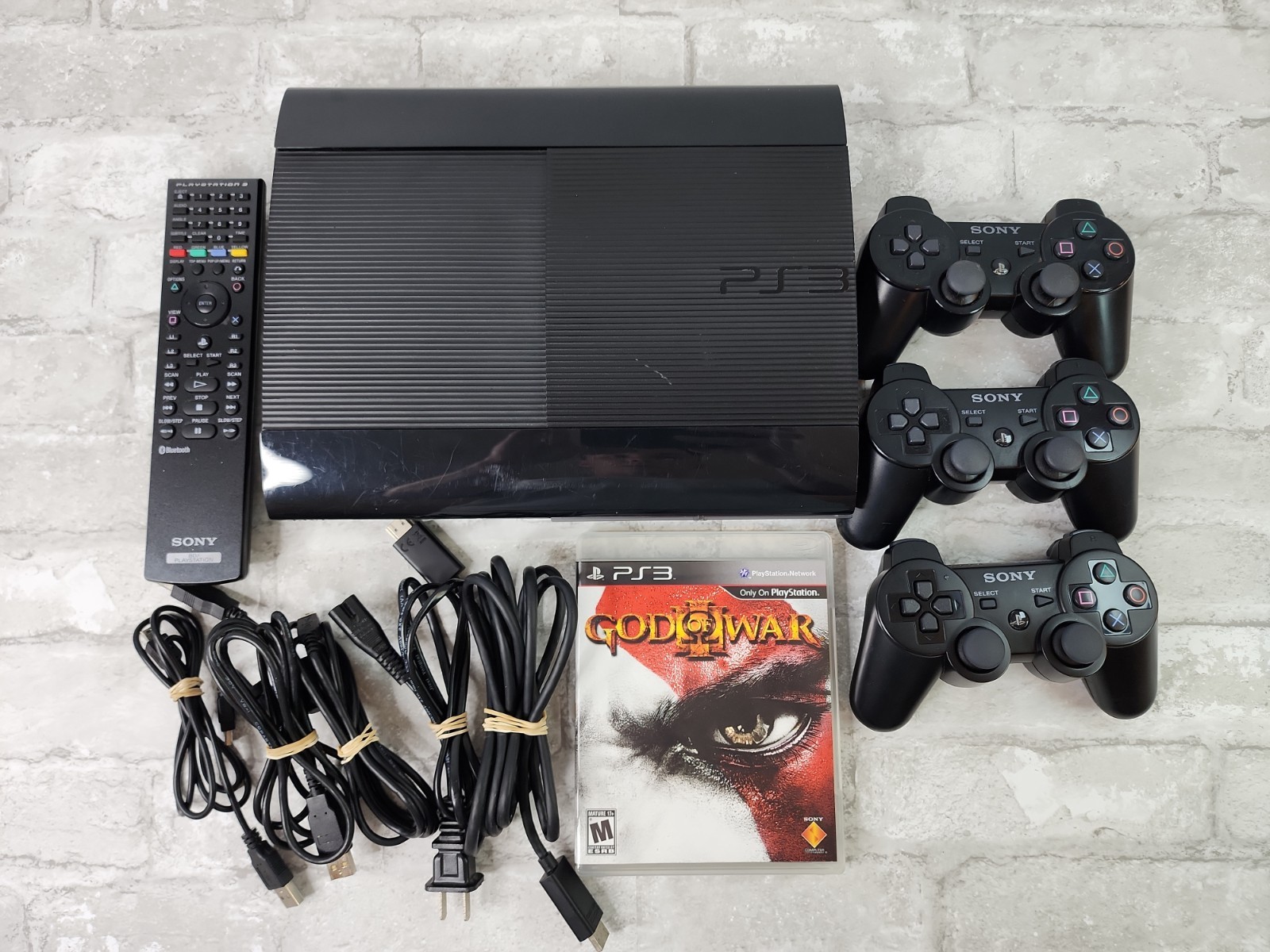 Sony PlayStation 3 250GB Super Slim PS3 CECH-4001B w/ 3 Controllers Tested Works