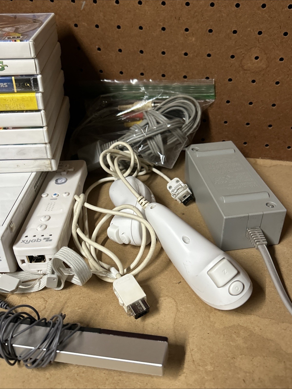 Nintendo Wii Console Bundle – Power, A/V Cables, & Sensor, 8 Games