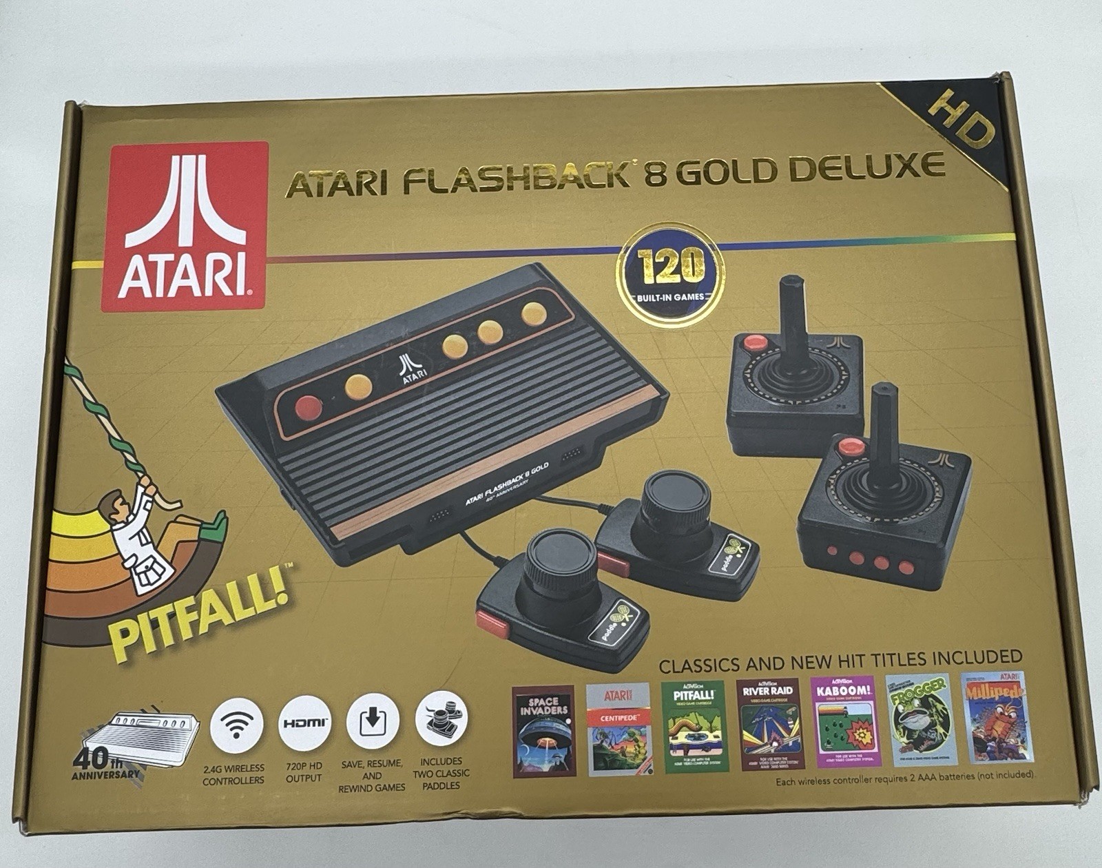 Atari Flashback 8 Gold Deluxe HD Console Wireless Controllers – Gold