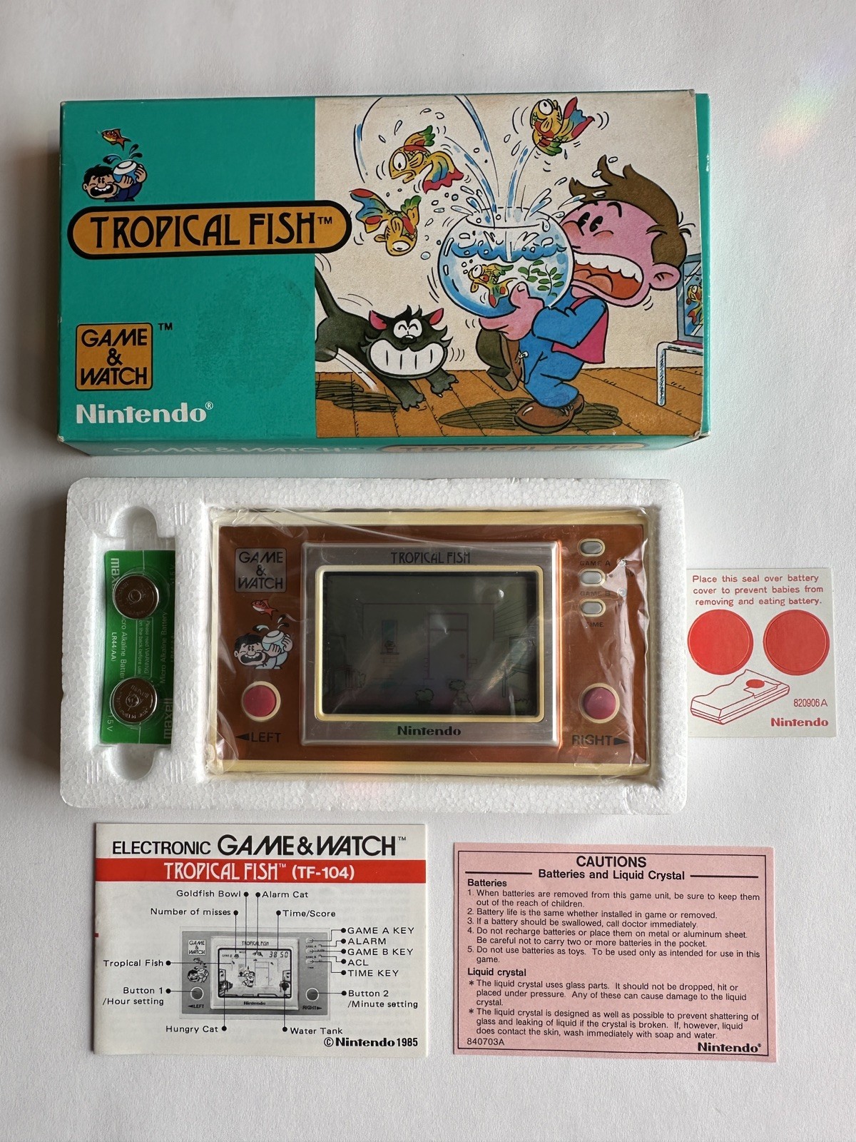 1985 Nintendo-Game & Watch-TROPICAL FISH-CIB-Complete- Near Mint-US seller-RARE