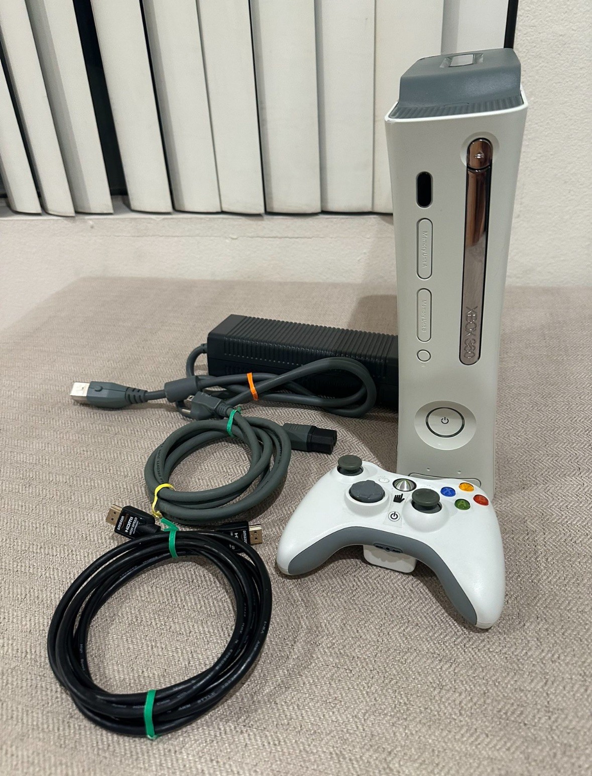 Microsoft Xbox 360 Pro System Bundle 60GB White Console with controllers, cables