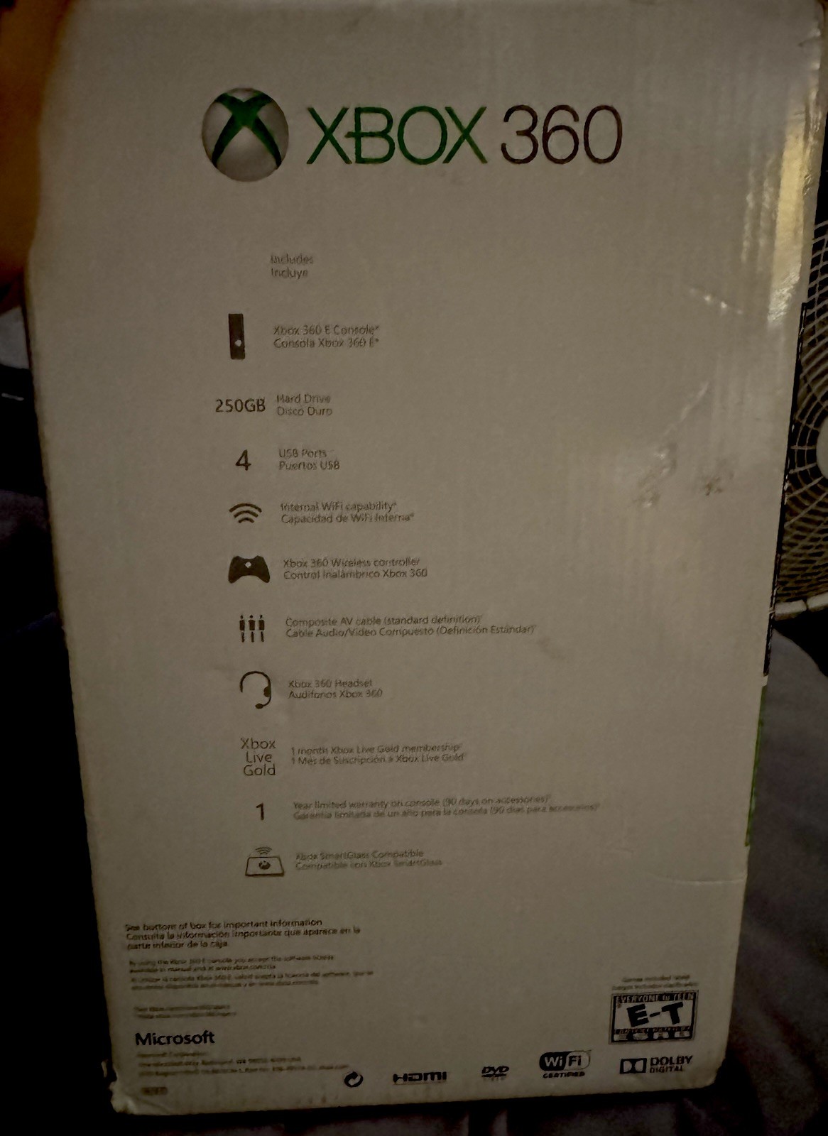 Microsoft Xbox 360 E 250GB Gaming Bundle -Console/Controller/Adapter