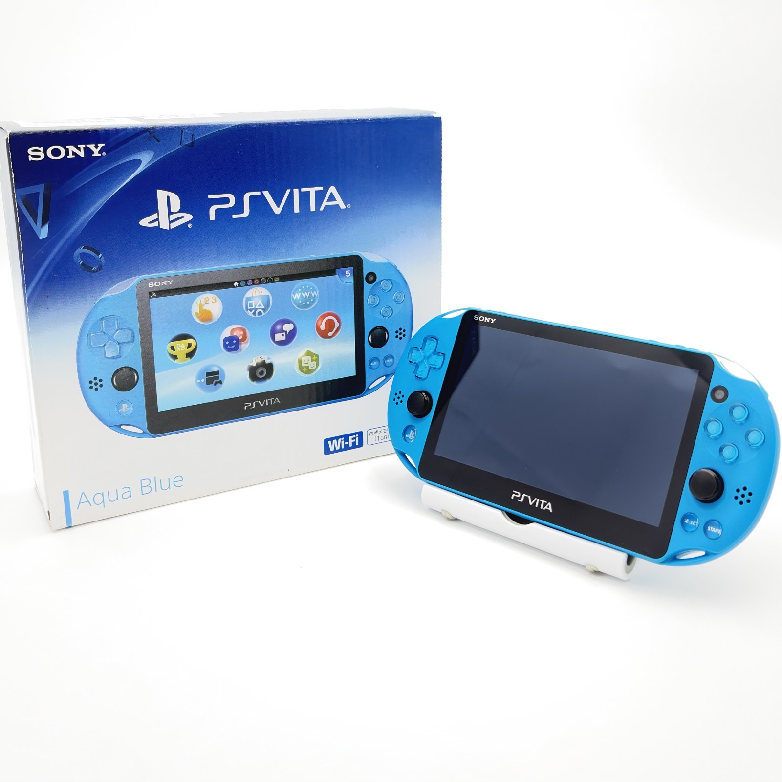 Sony PS Vita Console Aqua Blue Boxed Mint Condition PCH-2000 From Japan WI-FI