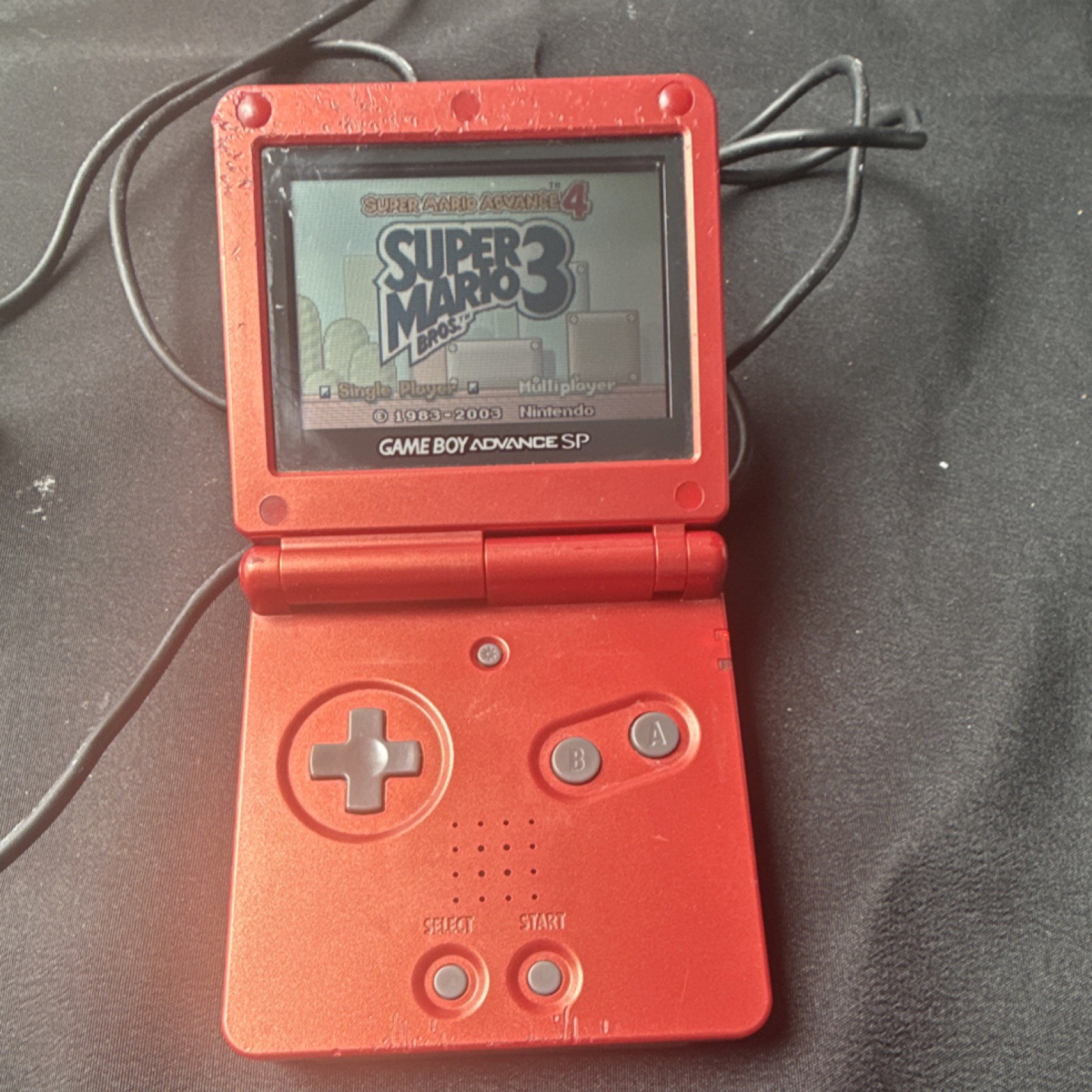 Nintendo Game Boy Advance SP AGS-001 Red Backlit Screen Rechargeable Battery