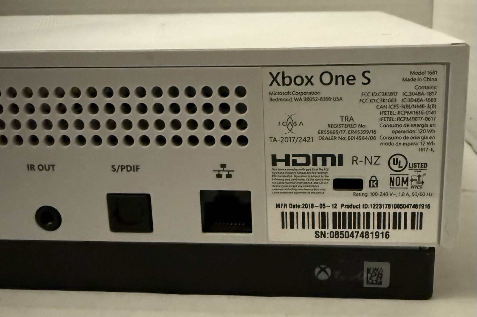 Microsoft Xbox One S 1TB Console – White – Controller & Power Cord – Tested