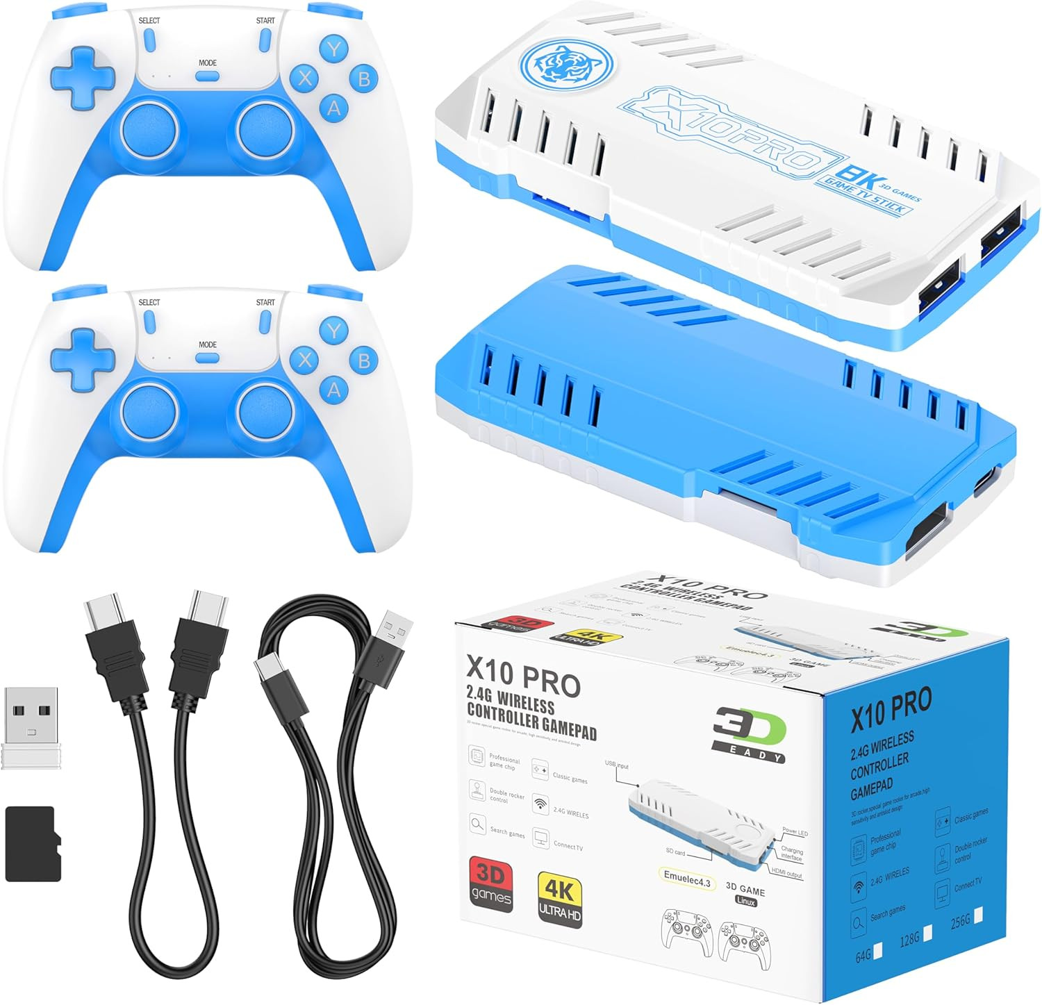 X10 PRO Retro Game Stick with 50000+ Games, 4K HDMI HD Plug and Play Game Stick