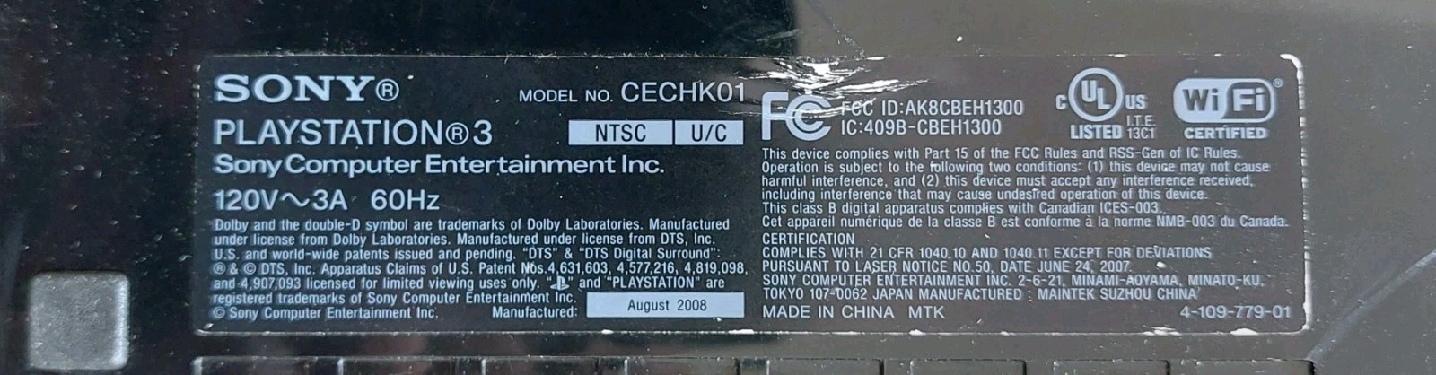Sony PlayStation 3 PS3 Console Fat Model CECH01