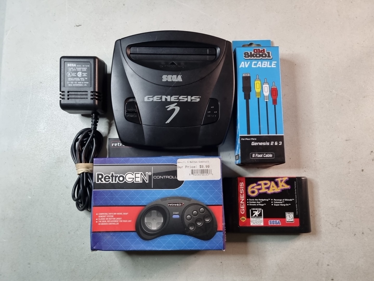 Sega Genesis Model 3 MK-1461 Video Game Console Tested Working 6 Pak