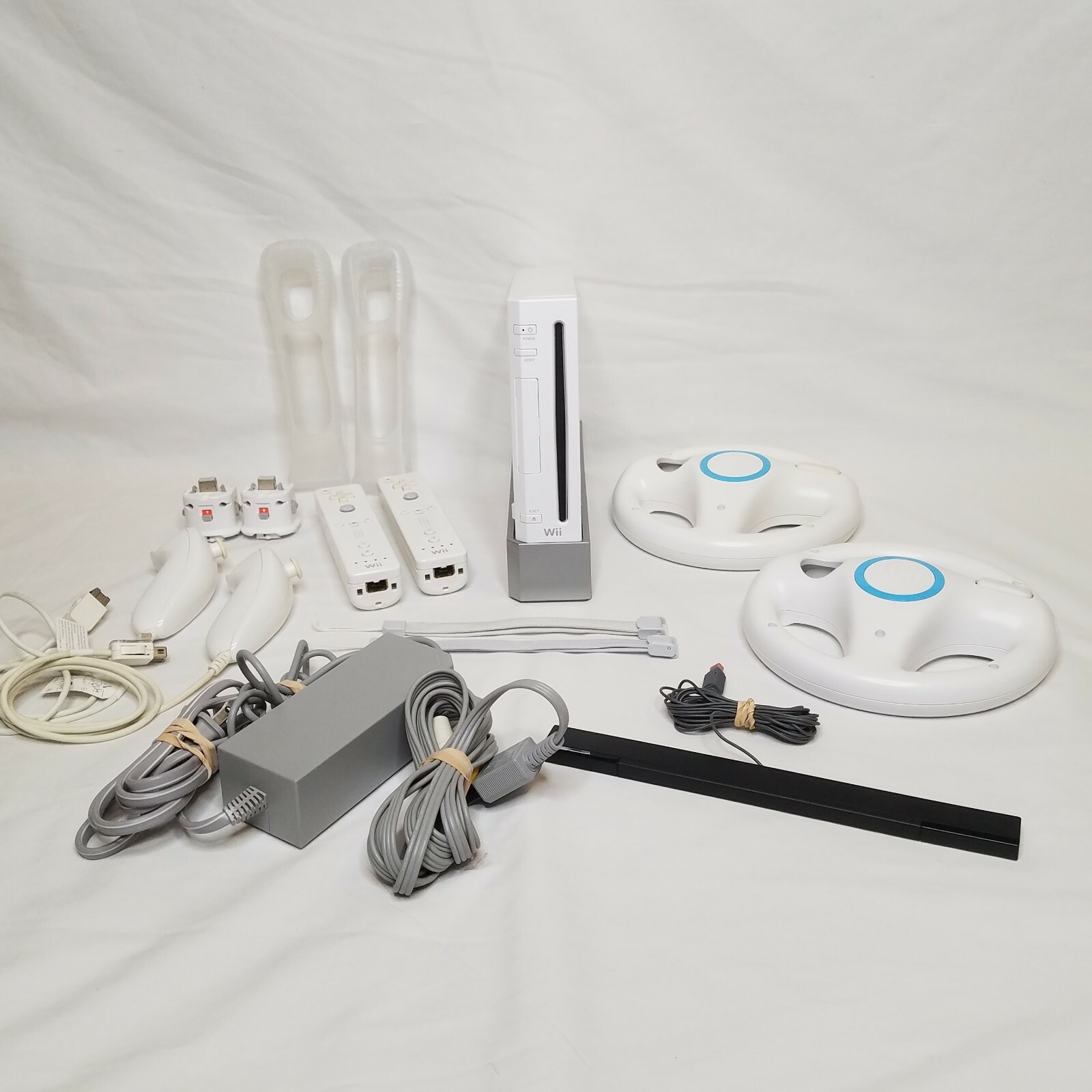 Nintendo Wii Console Bundle-With 2 Controllers And 2 Steering Wheels Motion Plus
