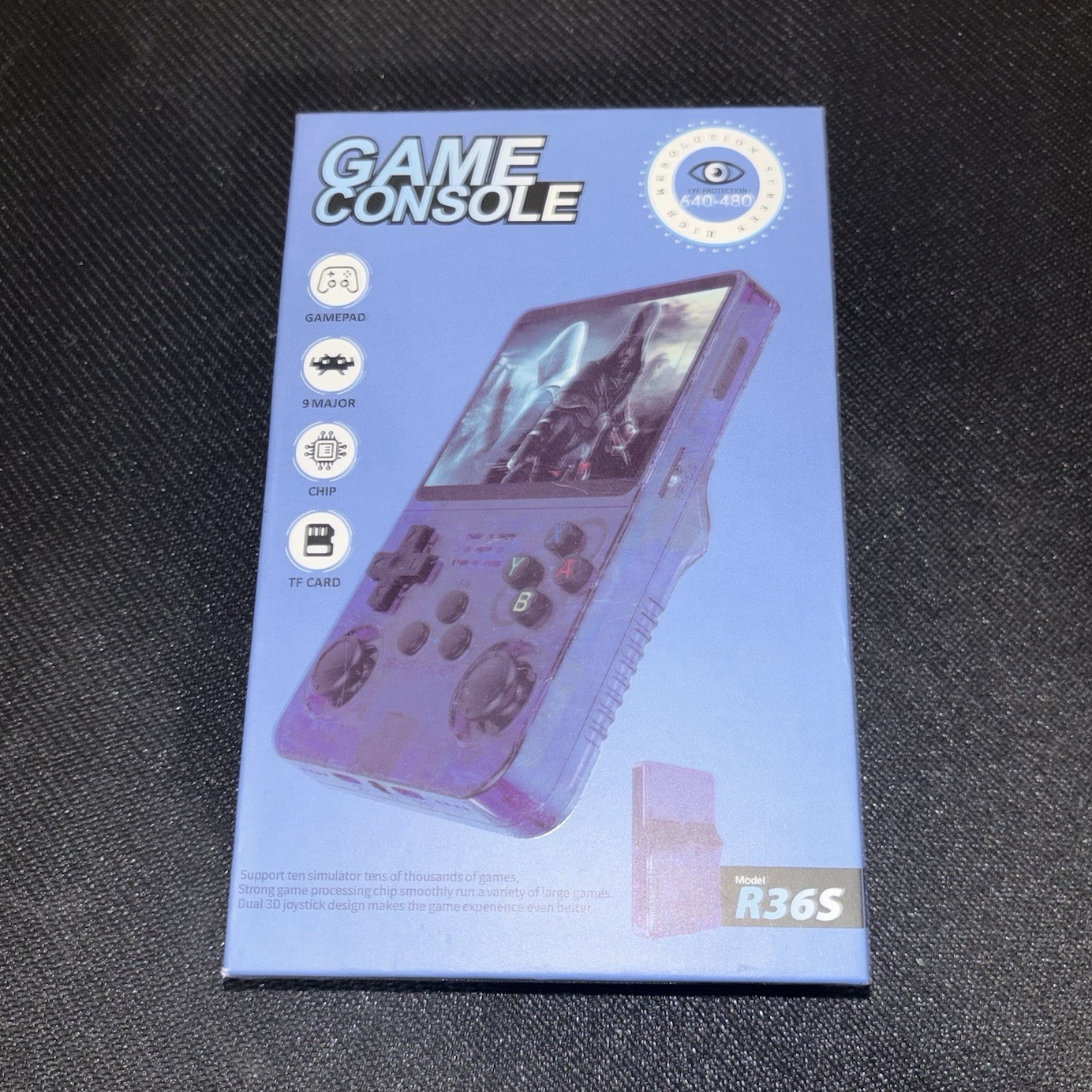 R36S Purple Handheld Game Console, Dual Joystick, Emulation Station