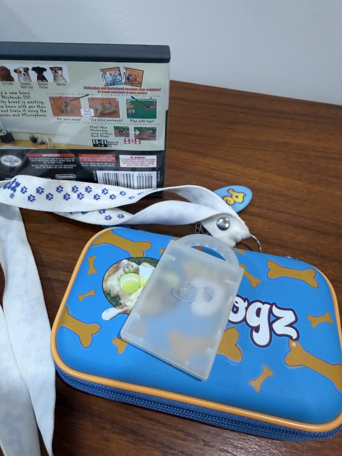 Nintendo DS NINTENDOGS branded Handheld NTR-001 Tested Works! w/Game & Extras