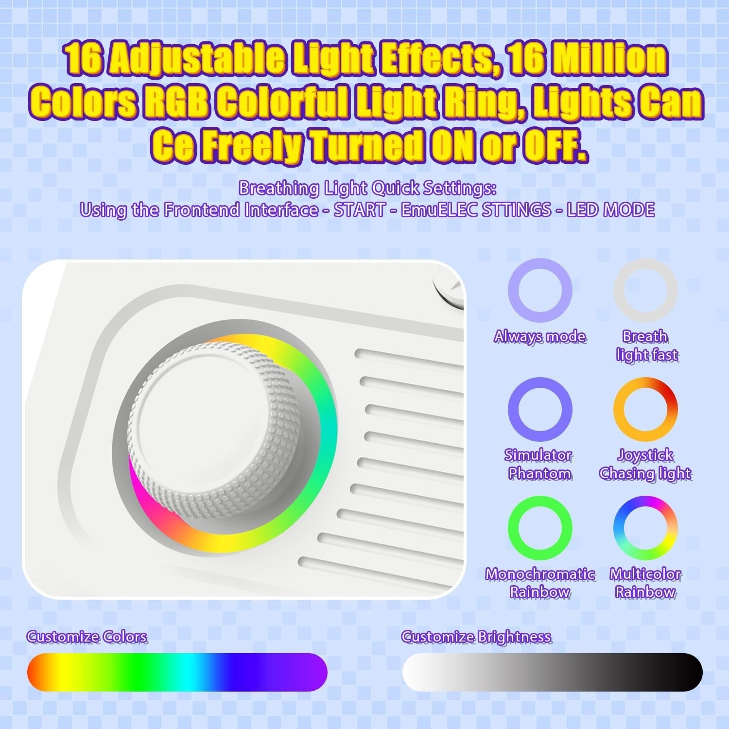 Handheld Gaming Console: 3500mAh Battery, Custom RGB Lighting, WiFi Connectivity