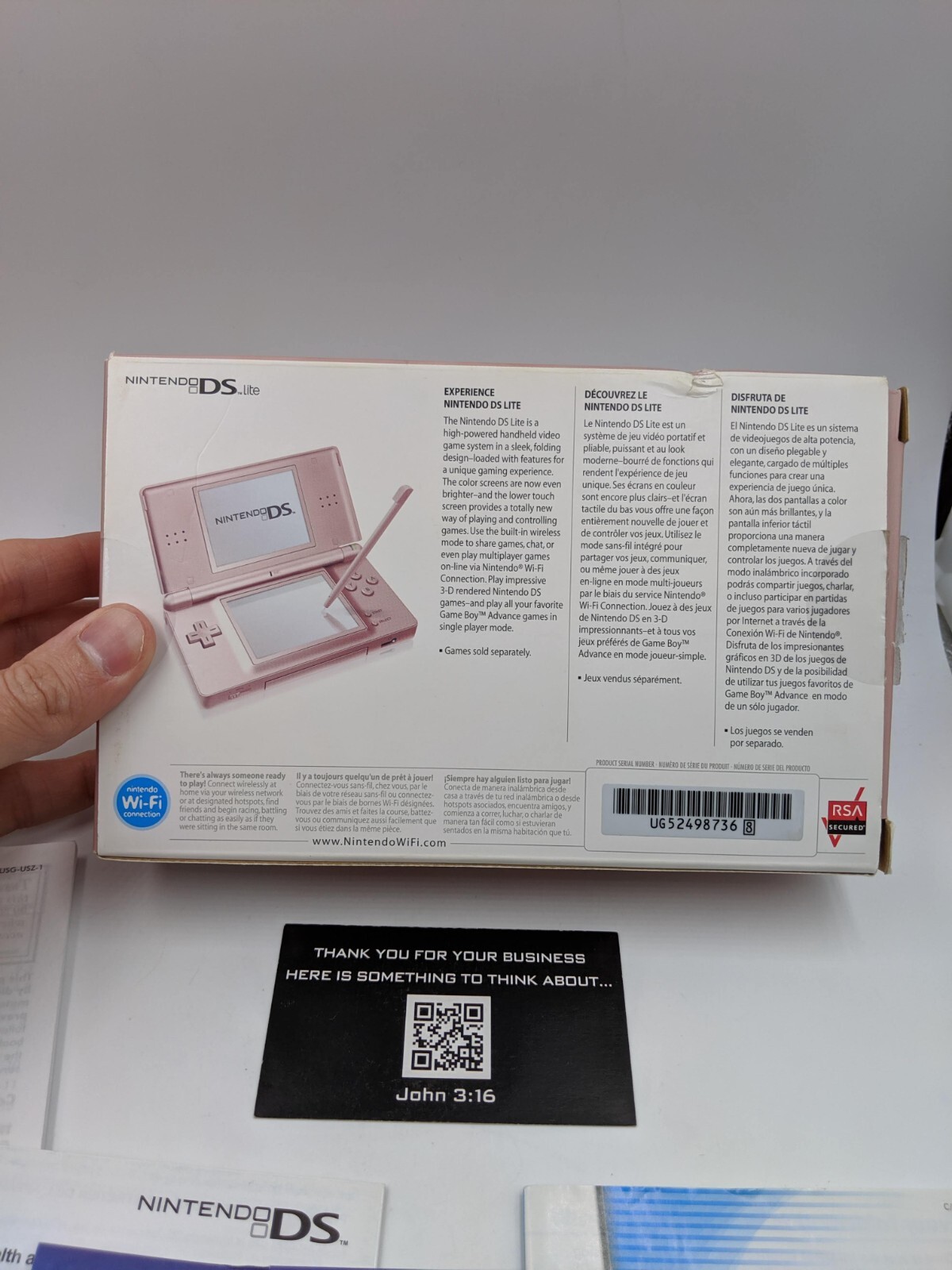 Nintendo DS Lite Metallic Rose (CRACKED HINGE) MATCHING SERIAL #’S
