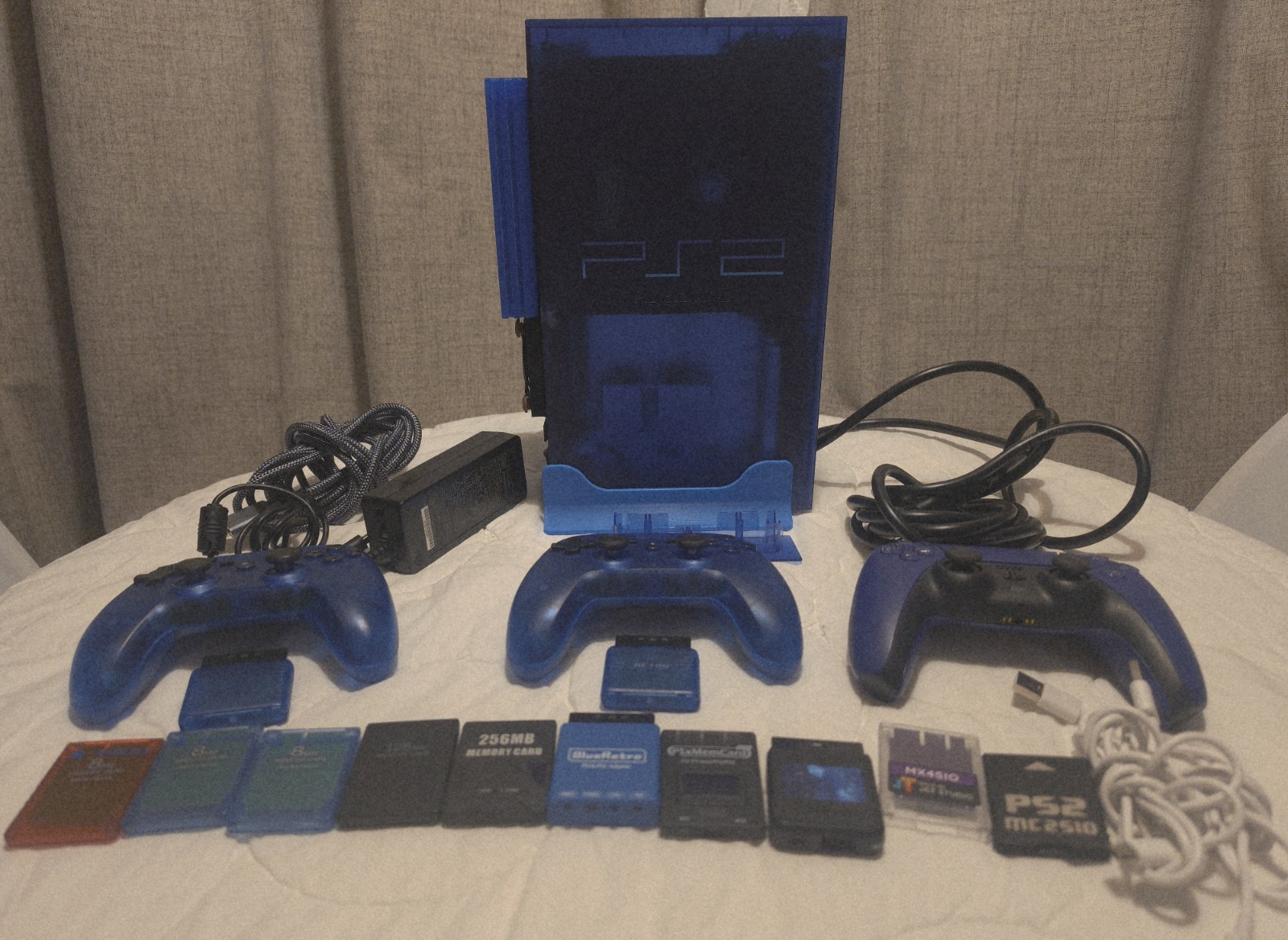 Sony PlayStation 2 Console, Ocean Blue, W/ RetroGEM PixelFx Shiny