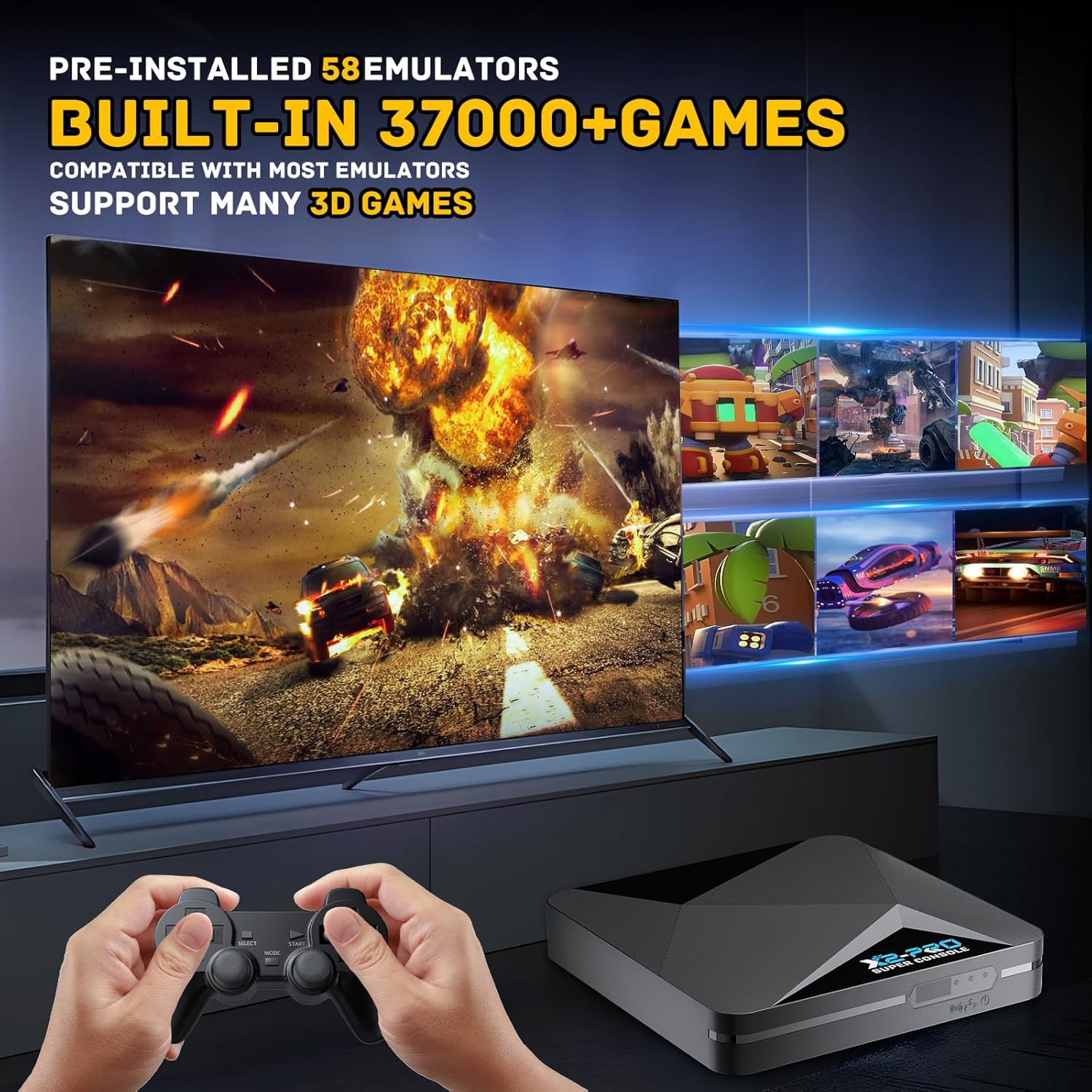 Kinhank Super Console X2 pro,Video Game Console with 37000+Classic Games,4K Retr