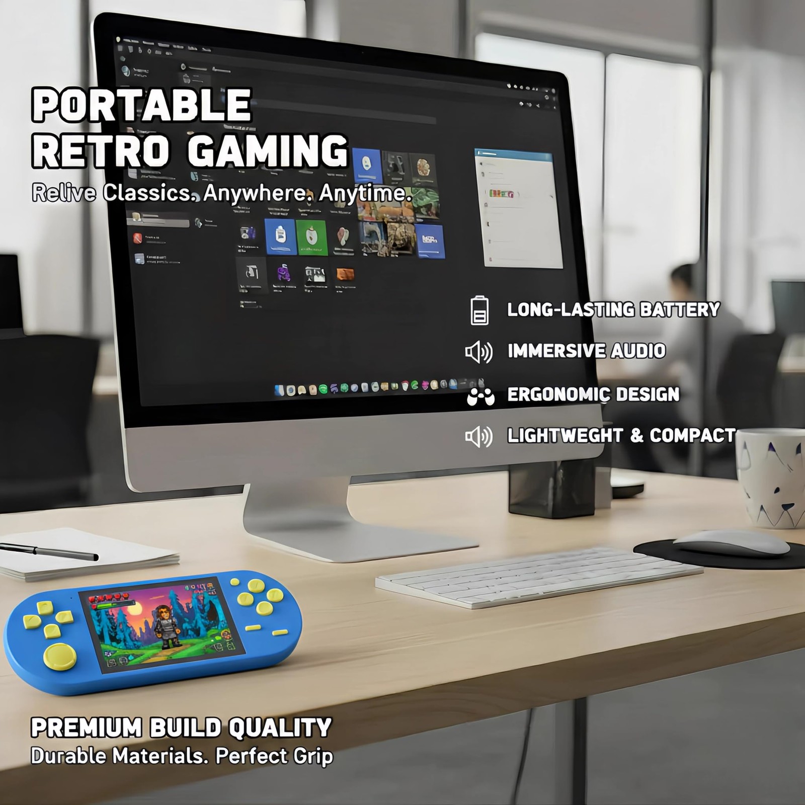 HideRacoon 16-Bit Handheld Game Console – 3 Inch HD Screen 300-in-1 Retro Gam…