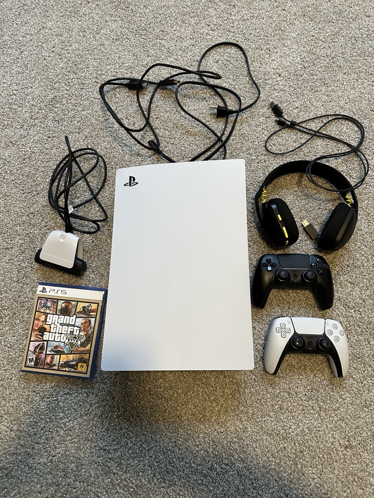 Sony PlayStation 5 White Disc Console Gaming System with Games and Controller