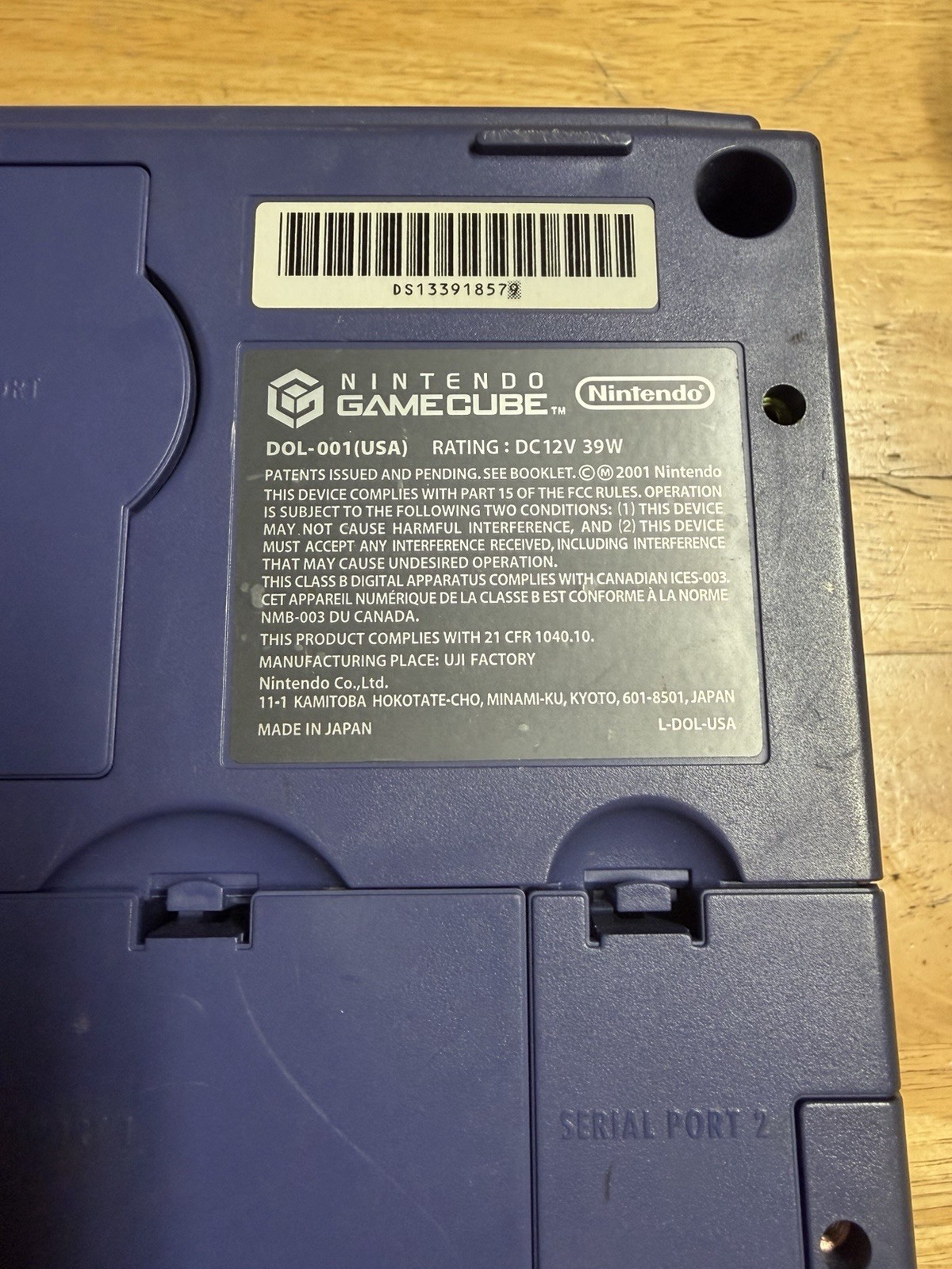 Nintendo GameCube Gray And Purple Console DOL-001+ Controller And Power Cord