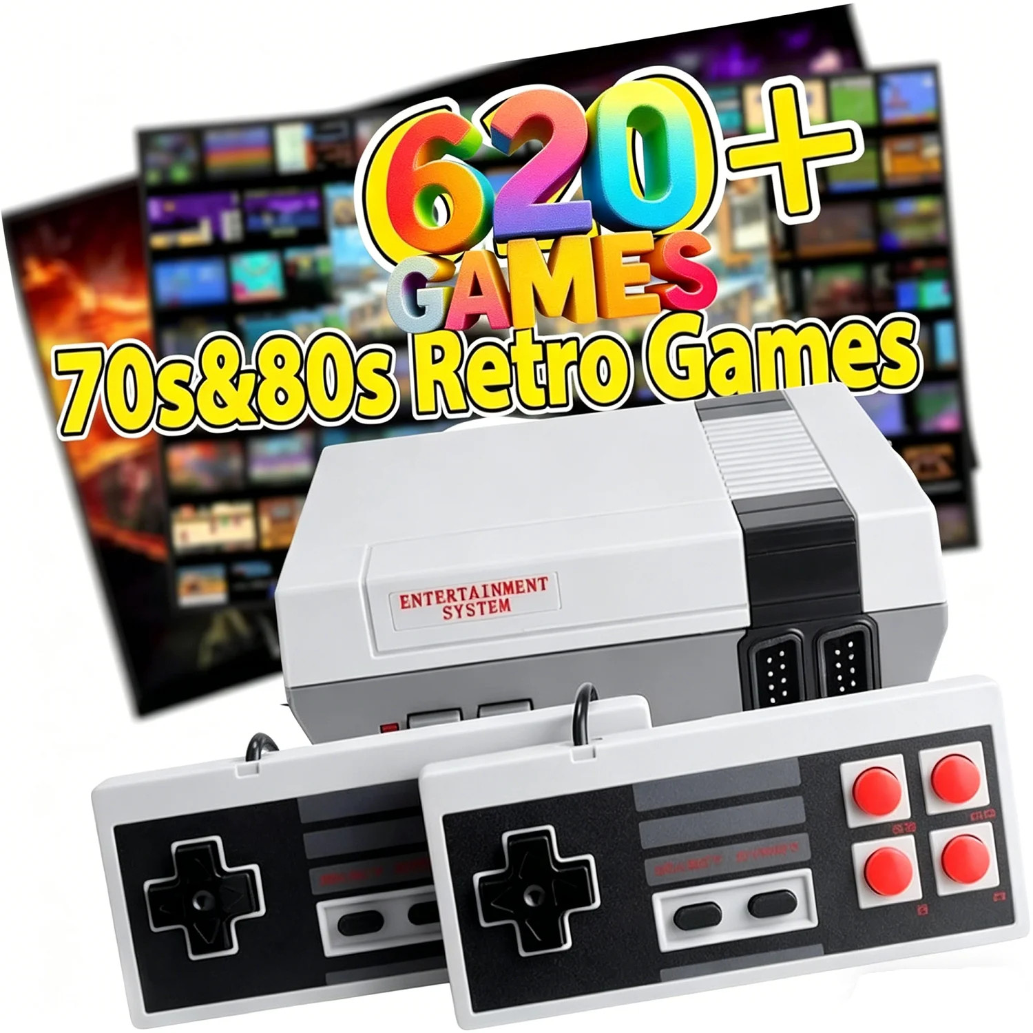 Retro Game Console AV Output with 2 Wired Controllers , 8-Bit Classic Plug and P
