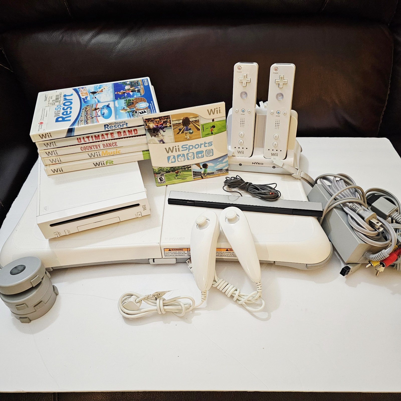 Nintendo Wii Bundle Lot Console Fit Board 6 Games Controllers All Tested RVL-001