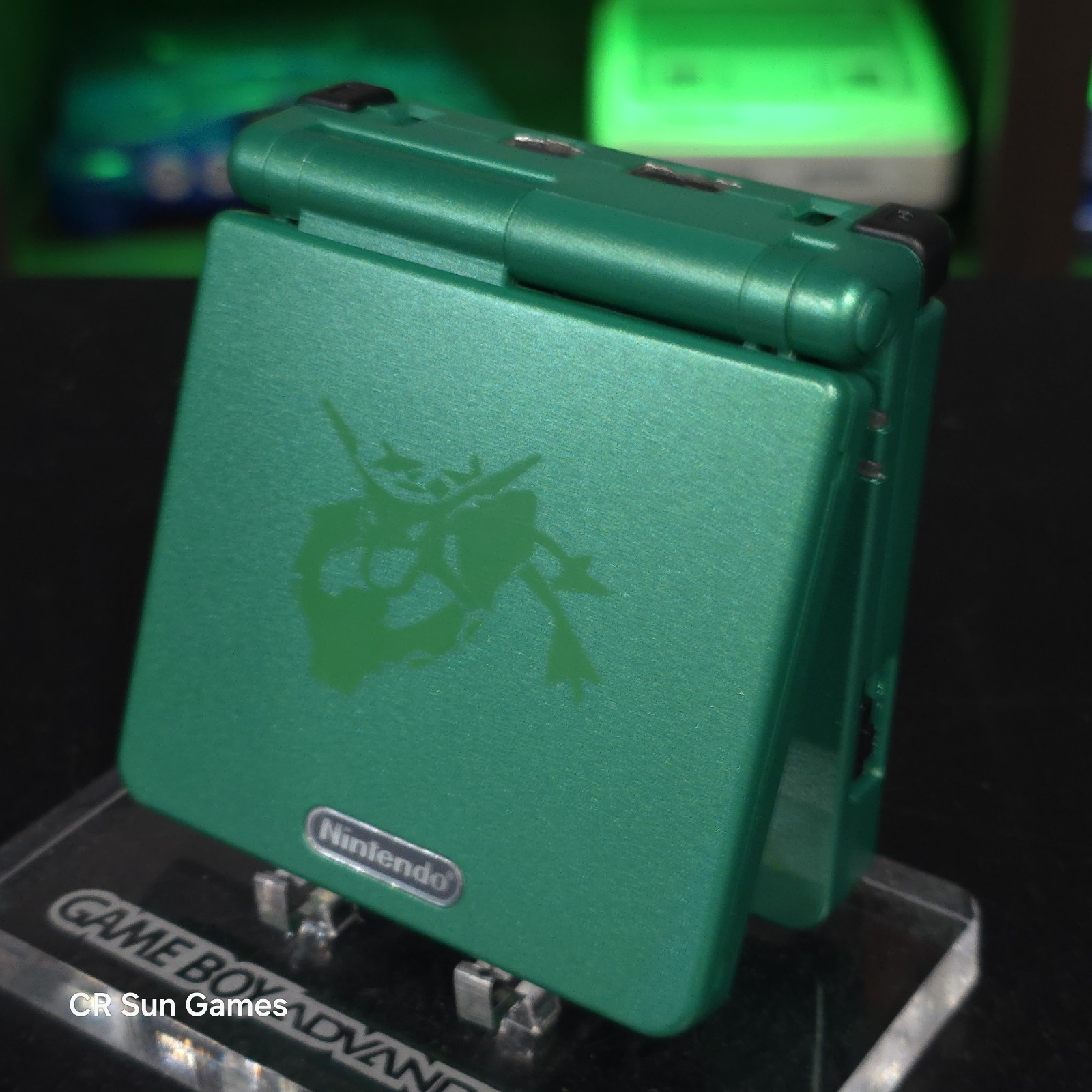 Green Nintendo Game Boy Advance GBA SP IPS MOD Adjustable Brightness – Rayquaza-