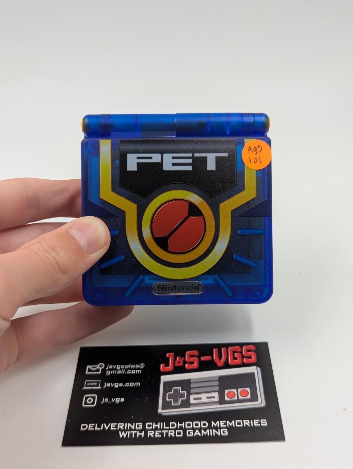 Custom Game Boy Advance SP AGS-101 Bright Screen – PET Edition + Charger BLUE