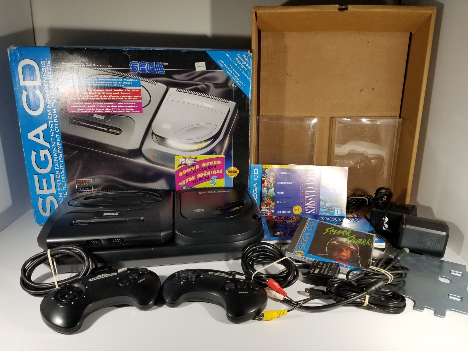 ¤ Sega CD Console System Bonus Offer Bundle Variant ¤ W/ Box 2 Controllers Games