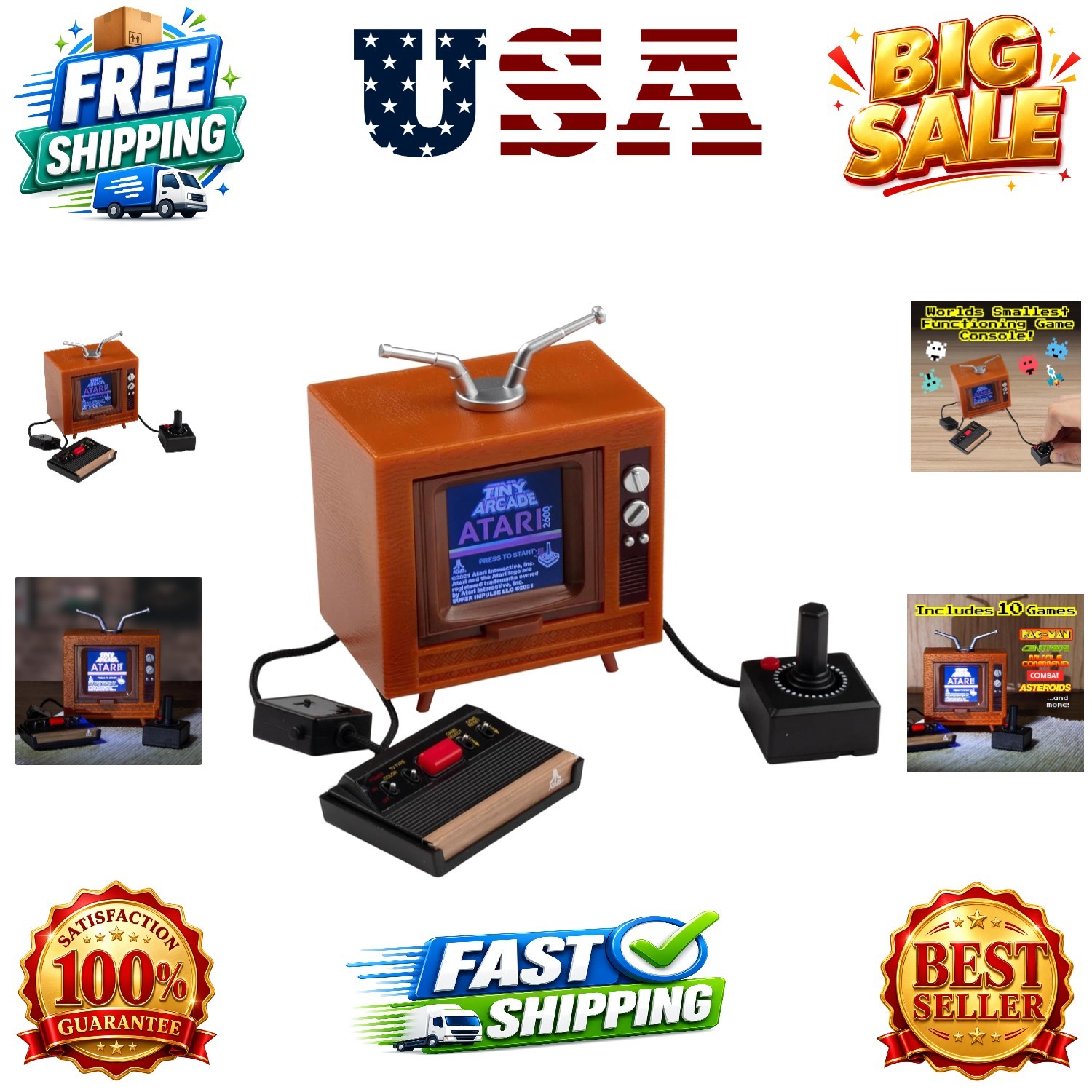 Tiny Arcade Atari 2600 Mini Console 3.5” Playable Retro TV & Controller with …