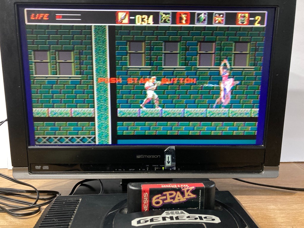 Sega Genesis Console 16-Bit – (1601) BUNDLE w/Controller Genistick Cords 7 Games