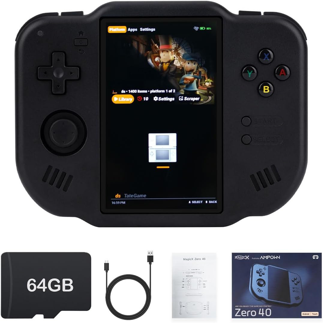 Magicx Zero 40 Handheld Game Console, 4.0 Inch IPS Screen Retro Video Games Cons