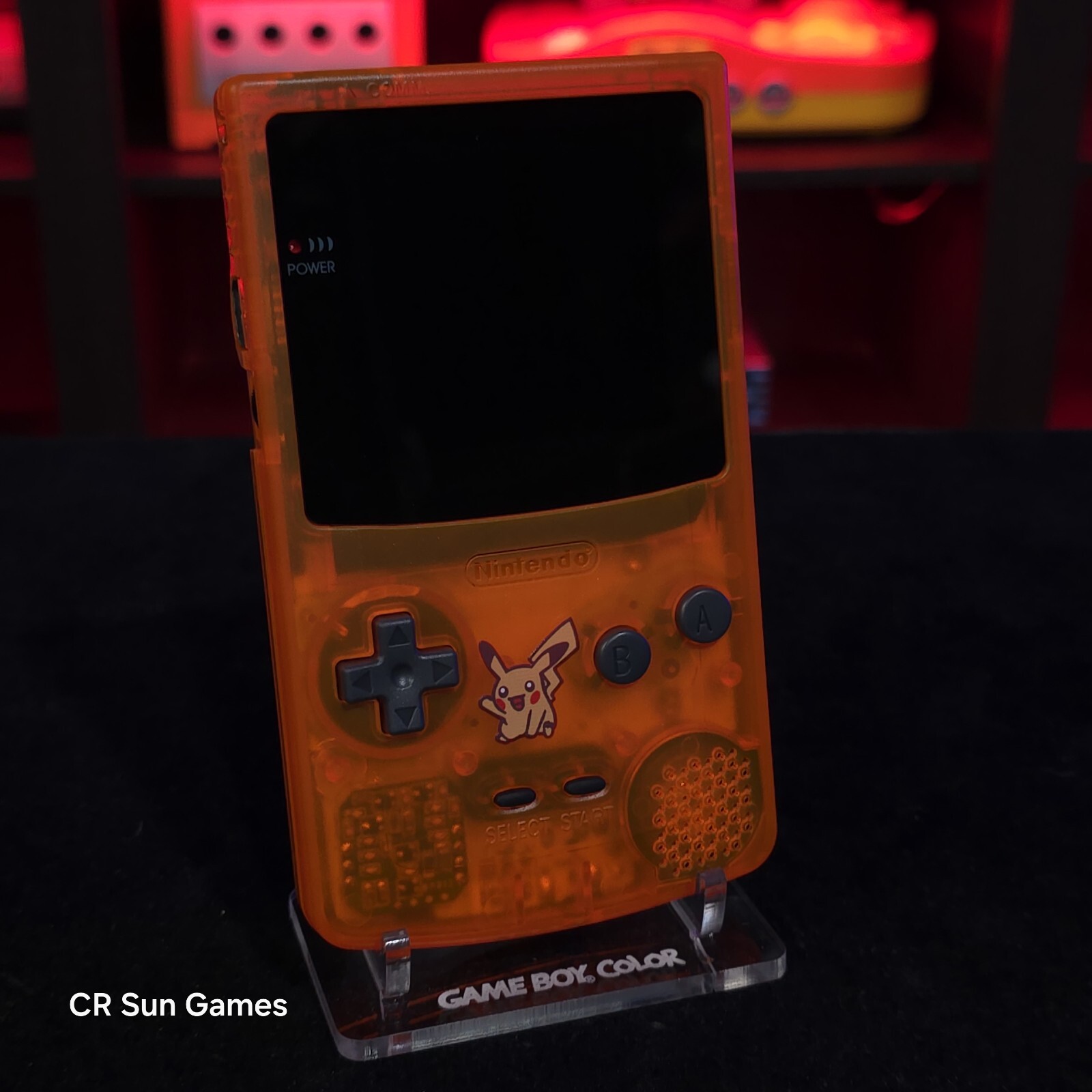 Clear Orange Gameboy Color Console OLED Touch Screen USB-C Rechargeable Battery