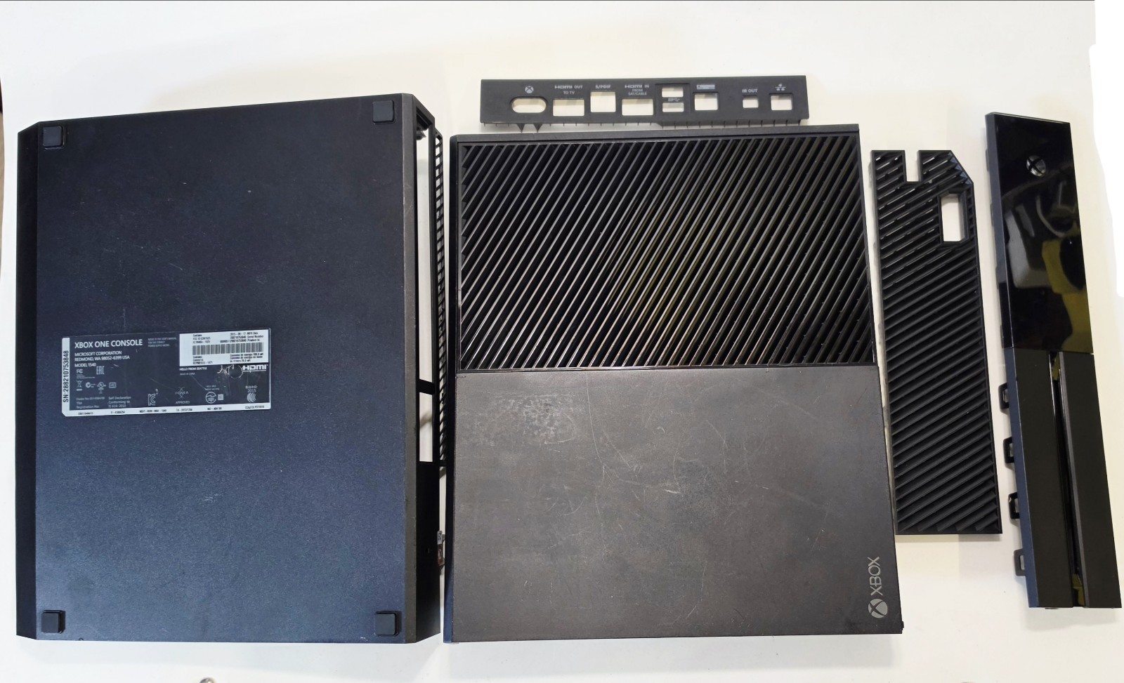 Microsoft Xbox One Black Console Shell Plastics OEM 6 pcs + Ribbon & Seal 10/10