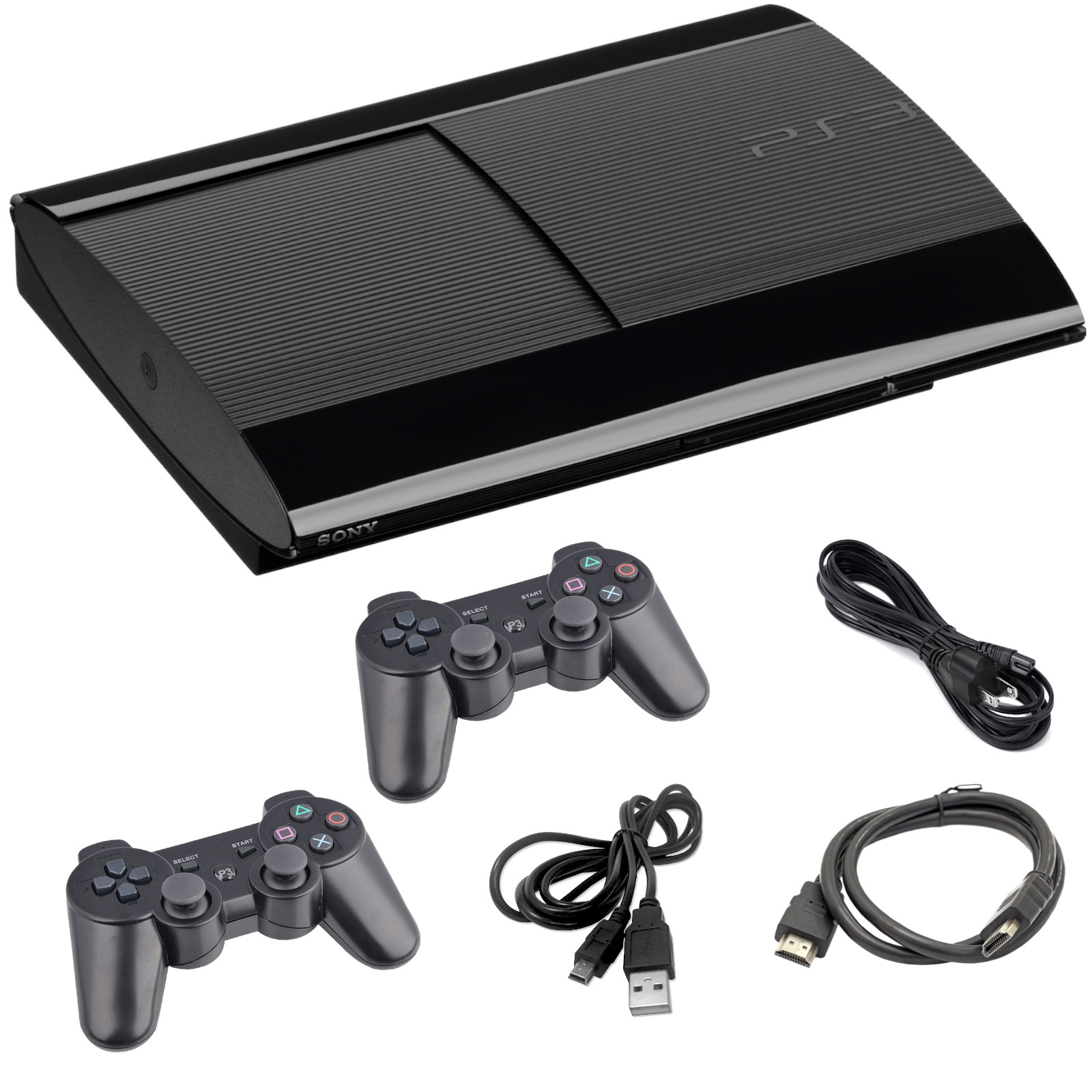 Sony PS3 PlayStation 3 PS3 Console – Black Super Slim 1 Year Warranty