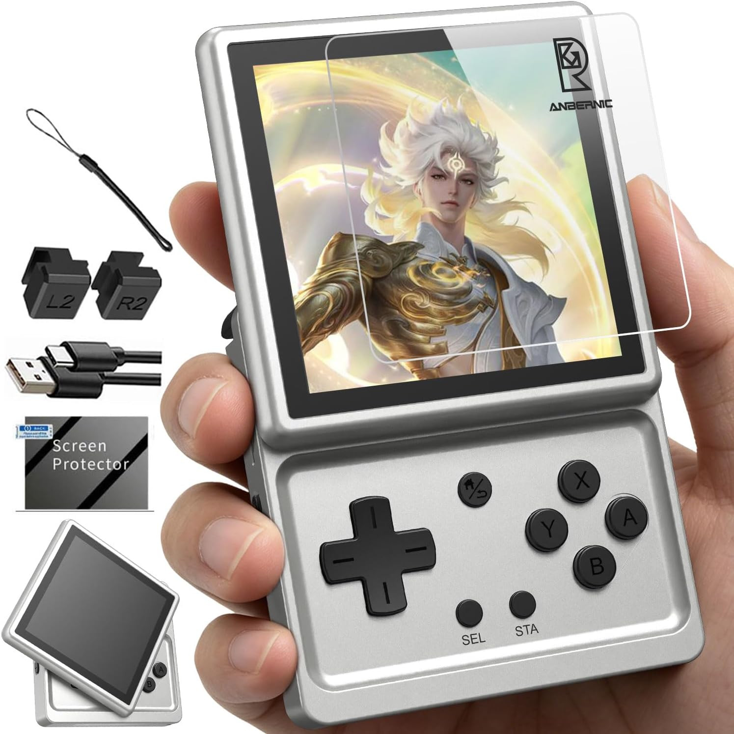 RG Rotate Retro Handheld Game Console, 3.5″ Swivel Screen Android Portable Playe