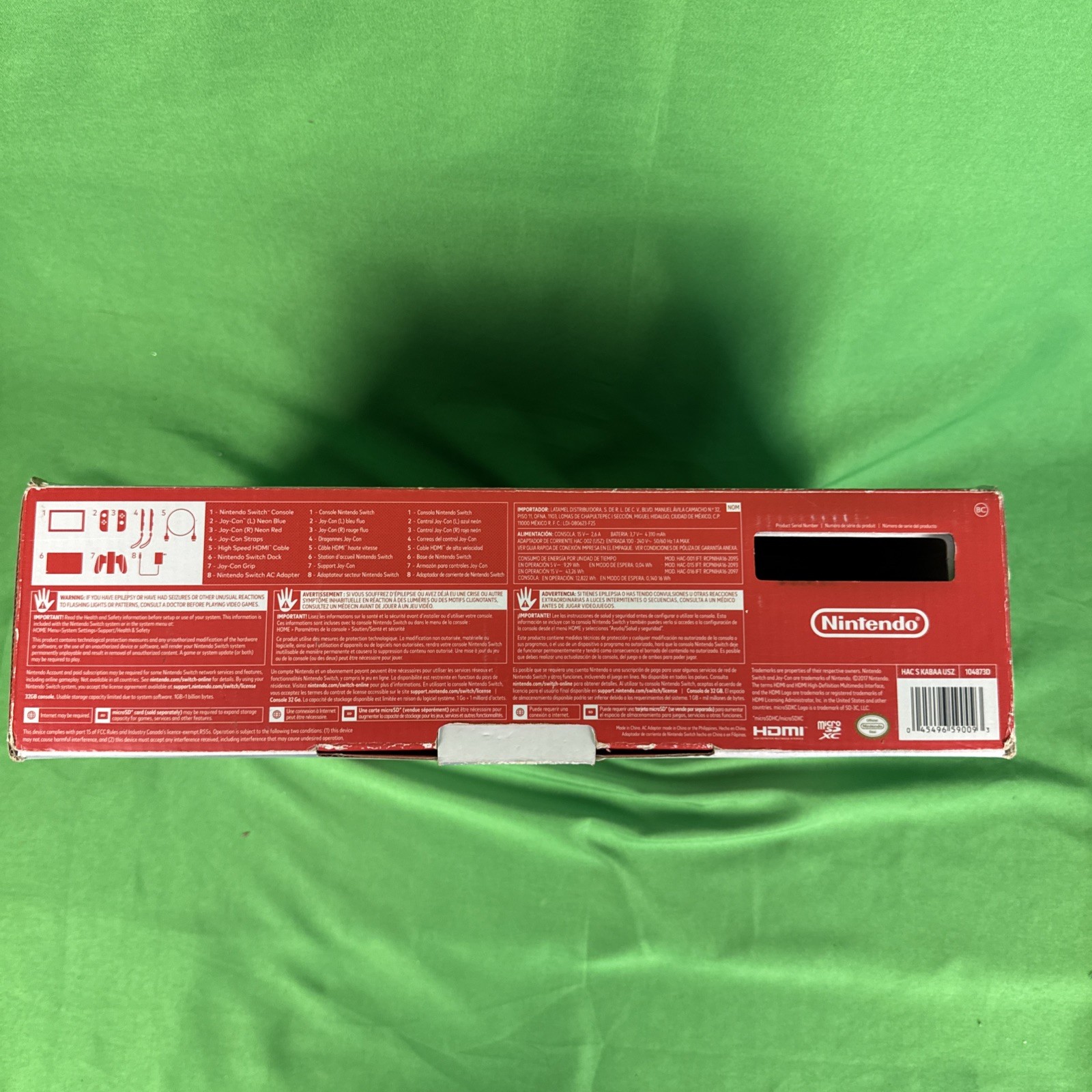 Nintendo Switch 32GB Gray Console ~ Neon Red/Neon Blue Joy-Con ~ Complete w/Box